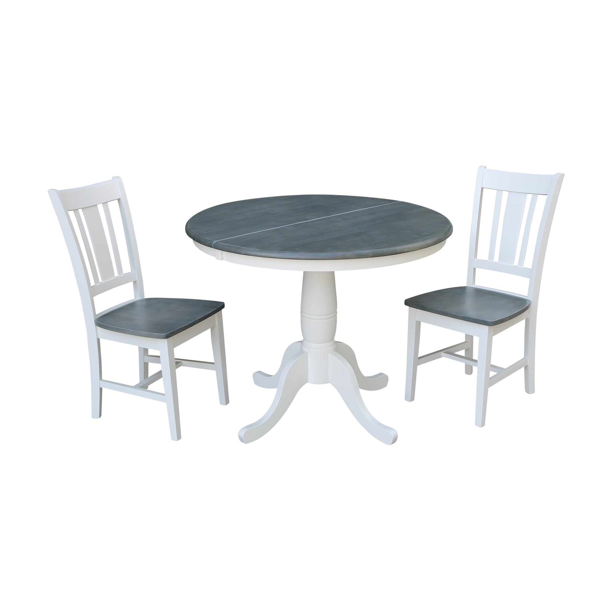 International Concepts K05-36RXT-C10-2 White/Heather Gray Traditional Dining Room Set with Round Table (Seats 4)