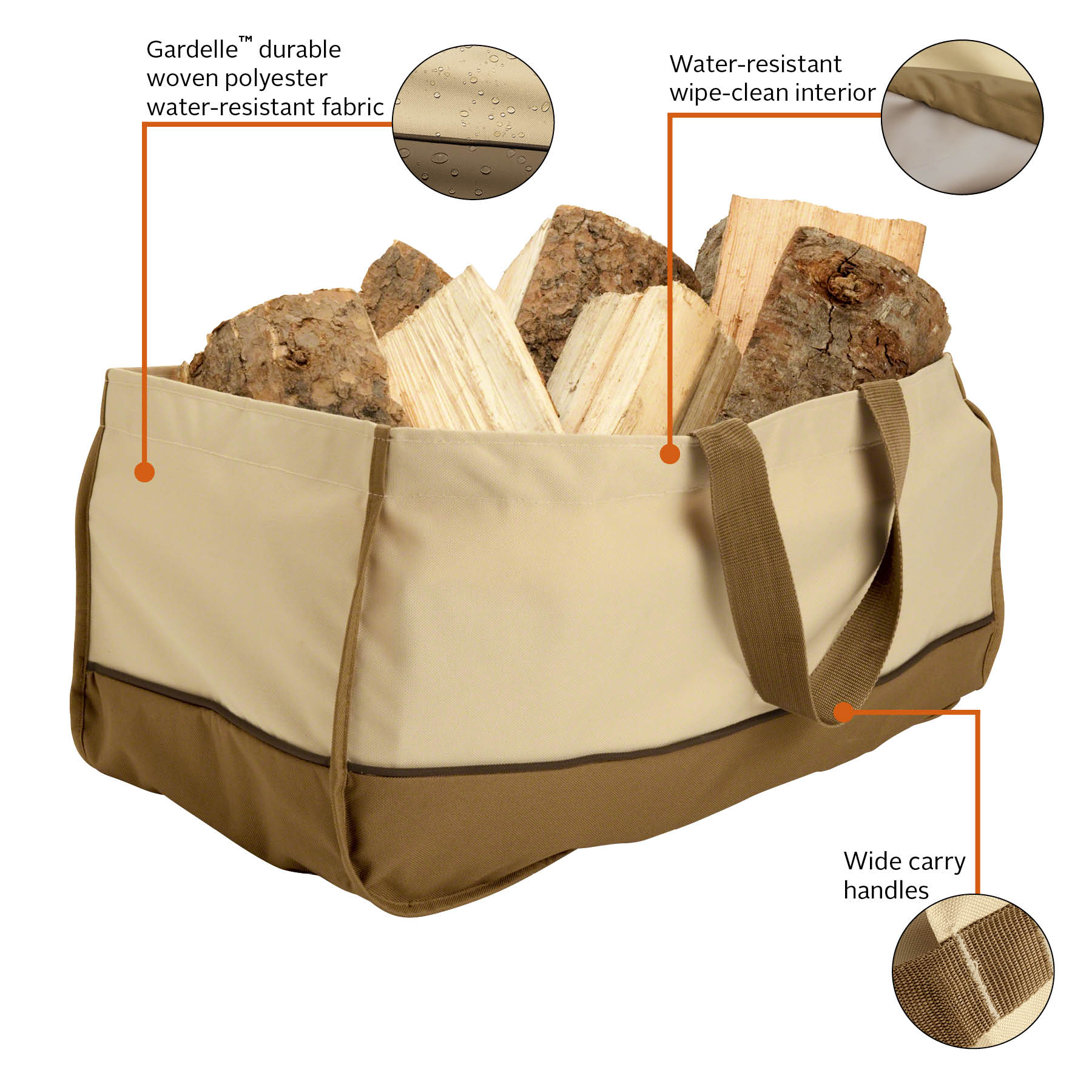 Beige and Brown Water-Resistant Jumbo Log Tote with Cover