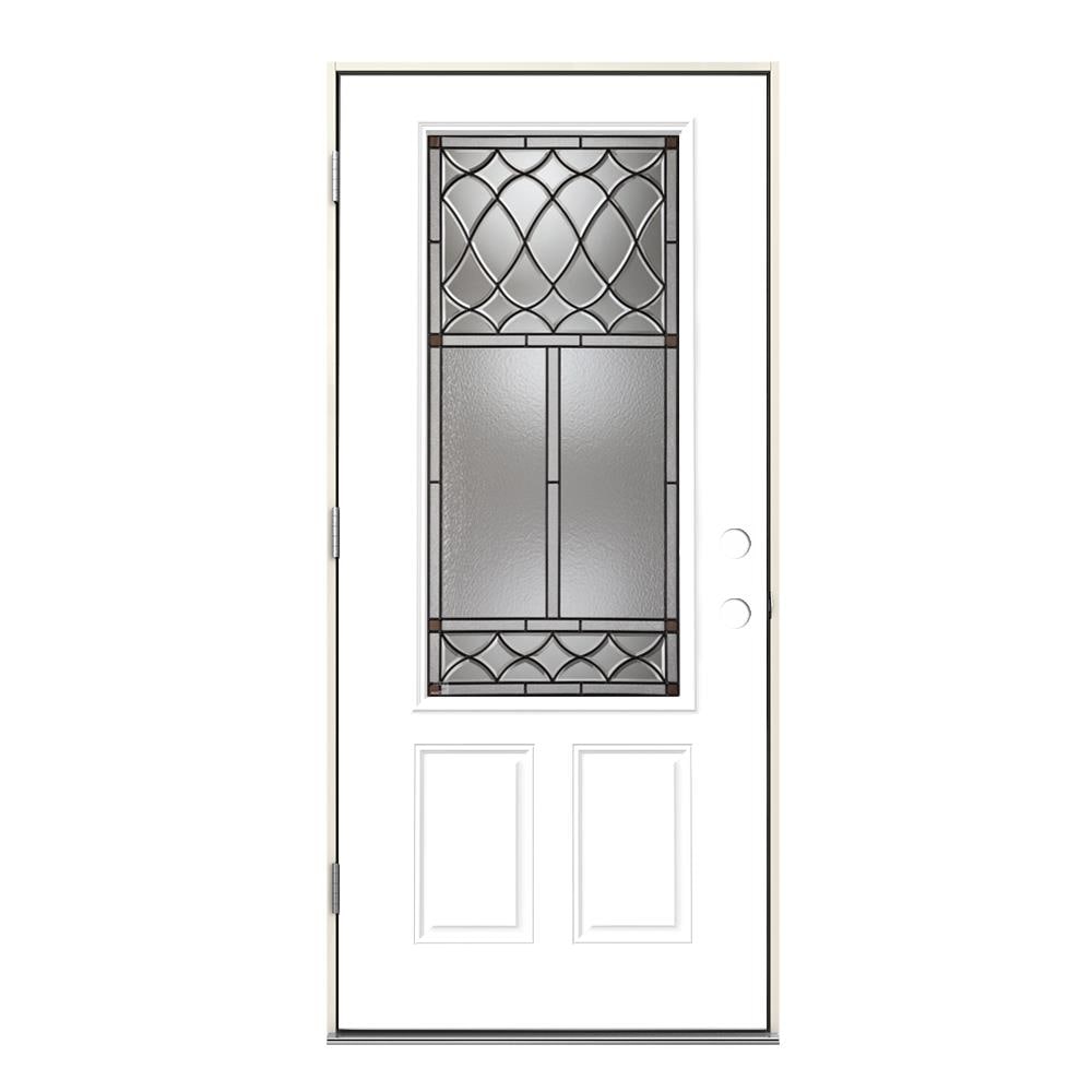 Jeld Wen Sheldon 36 In X 80 In Steel 3 4 Lite Right Hand Outswing Modern White Painted Prehung