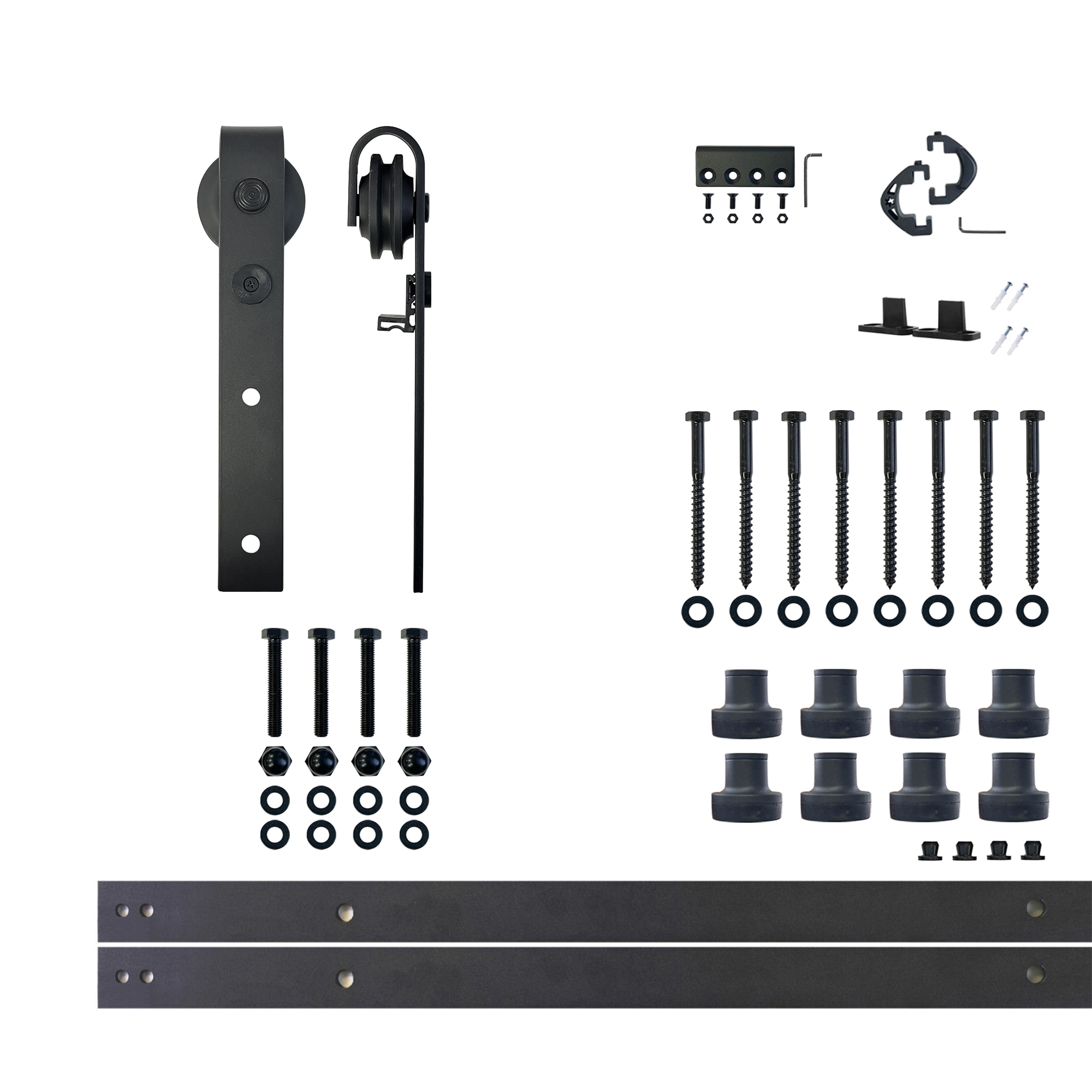 HOMACER YT1TGH120C 120-in Rustic black Black Indoor J-strap Single Barn door hardware kit
