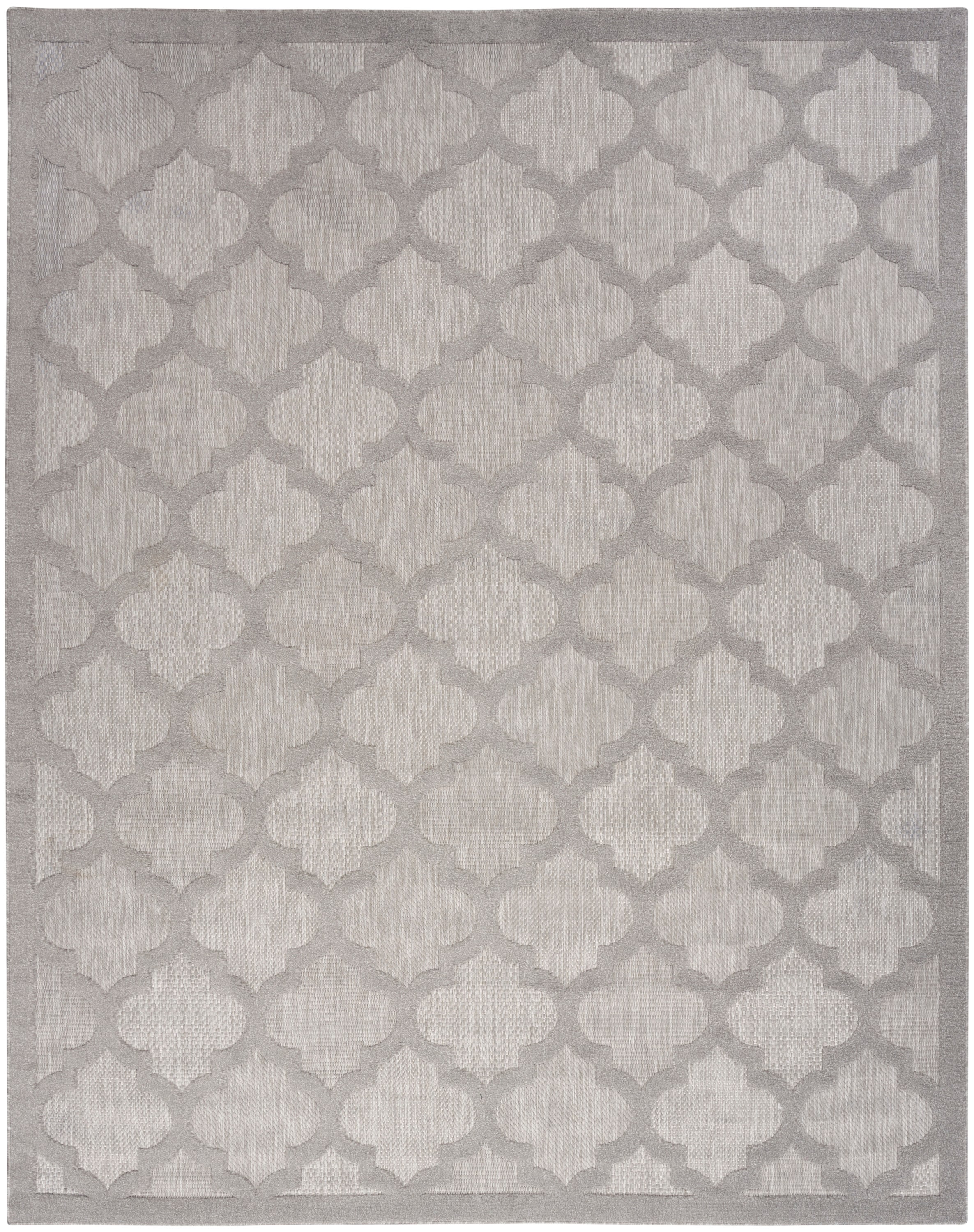 Silver Grey Trellis Flat Woven 8' x 10' Synthetic Rug