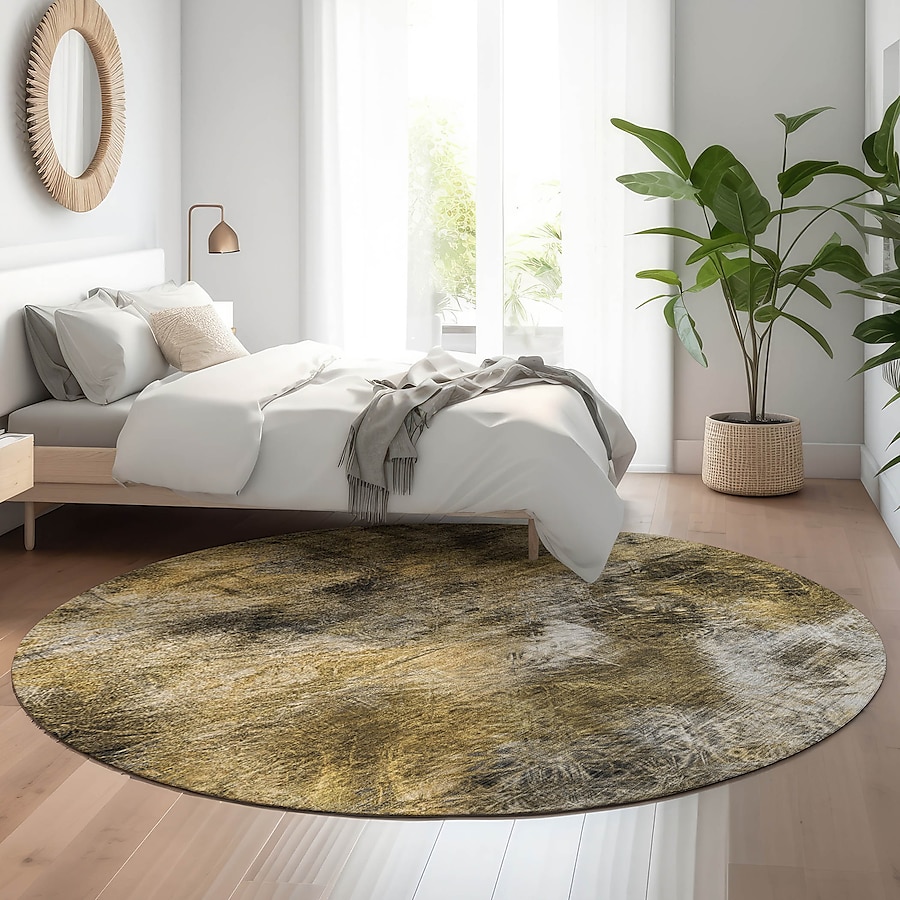 8' Round Mocha Geometric Pattern Indoor Outdoor Area Rug 8' Round Mocha Geometric Pattern Indoor Outdoor Area Rug
