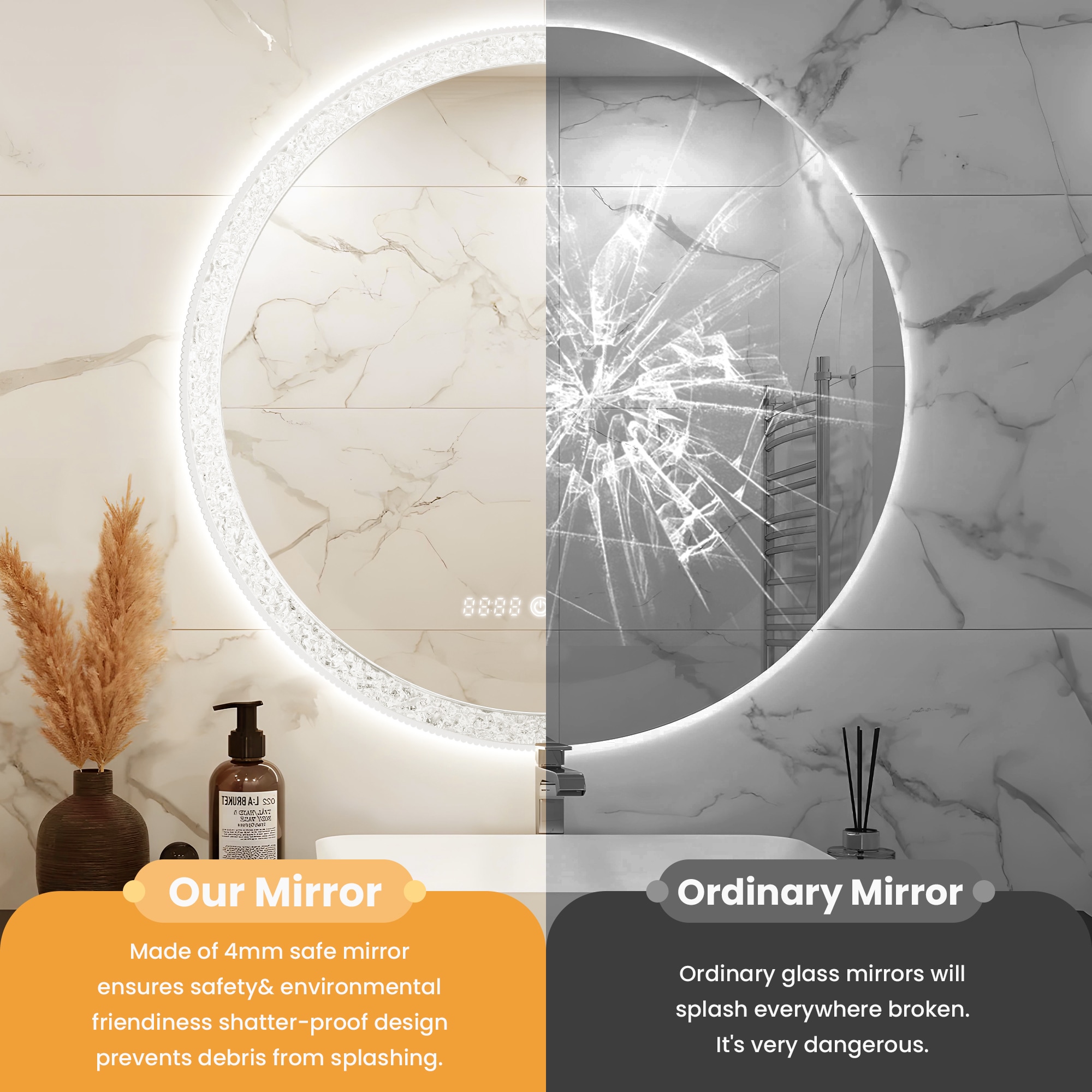 VOUA SAF-JDRYRB-WHT Framed-Bath-Mirrors - View #5