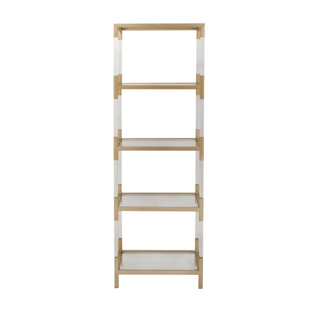 Gold Metal 4 Shelf Ladder Bookcase, 69 In White Wood 4 Shelf Ladder Bookcase With Open Back