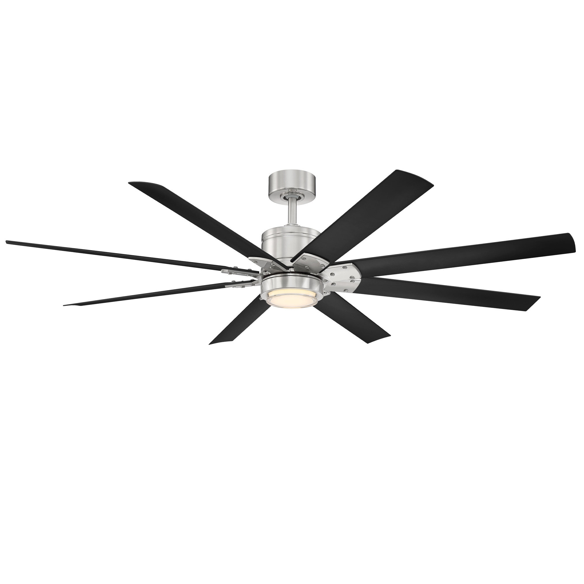 Modern Forms FR-W2001-66L-BN/MB Renegade 52-in Integrated LED Outdoor Smart Brushed Nickel with Matte Black Blades Ceiling Fan With Light - Remote Included ( 8 -Blade )