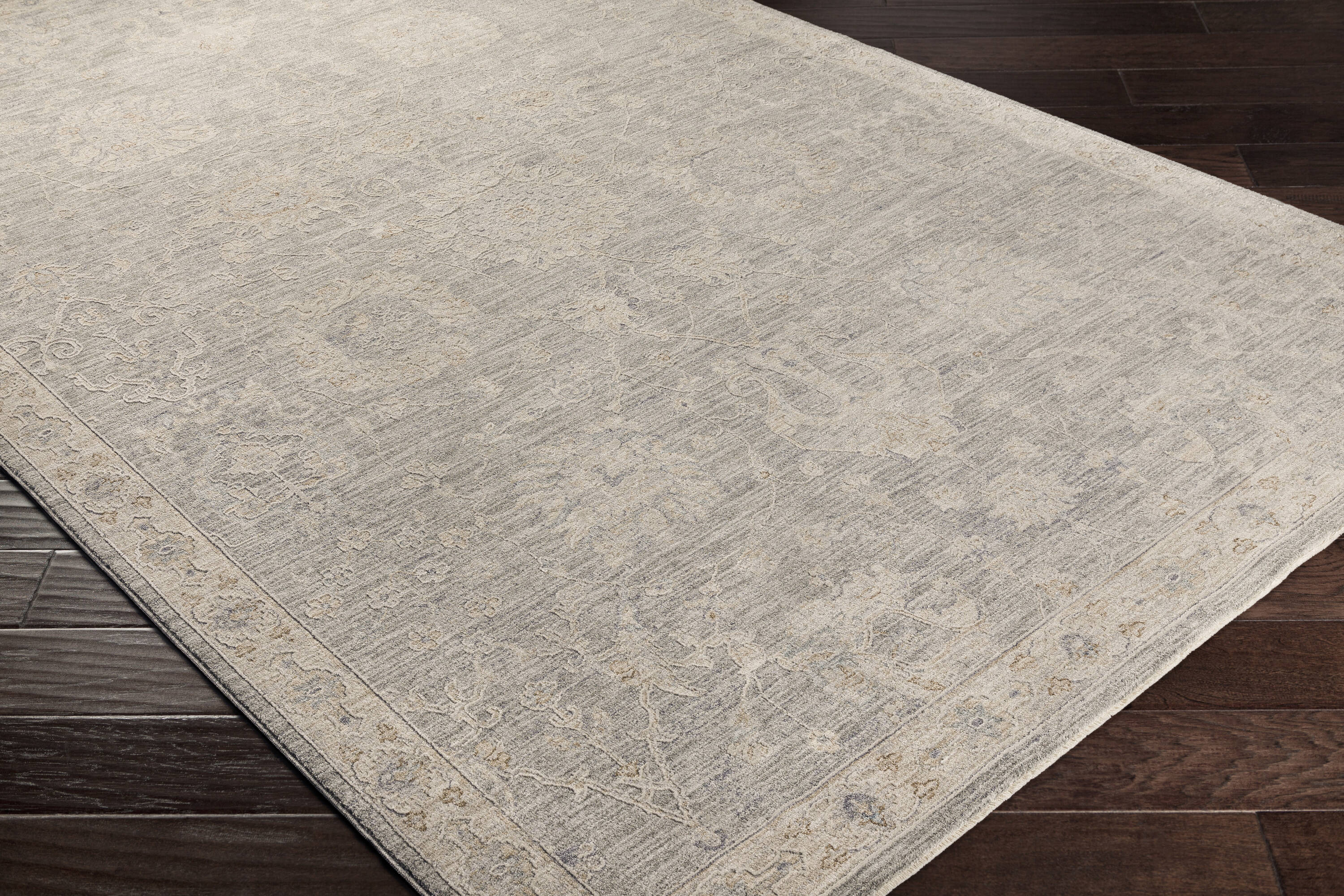 Reversible Easy-Care Avant Garde Gray Synthetic Round Rug, 5'3"