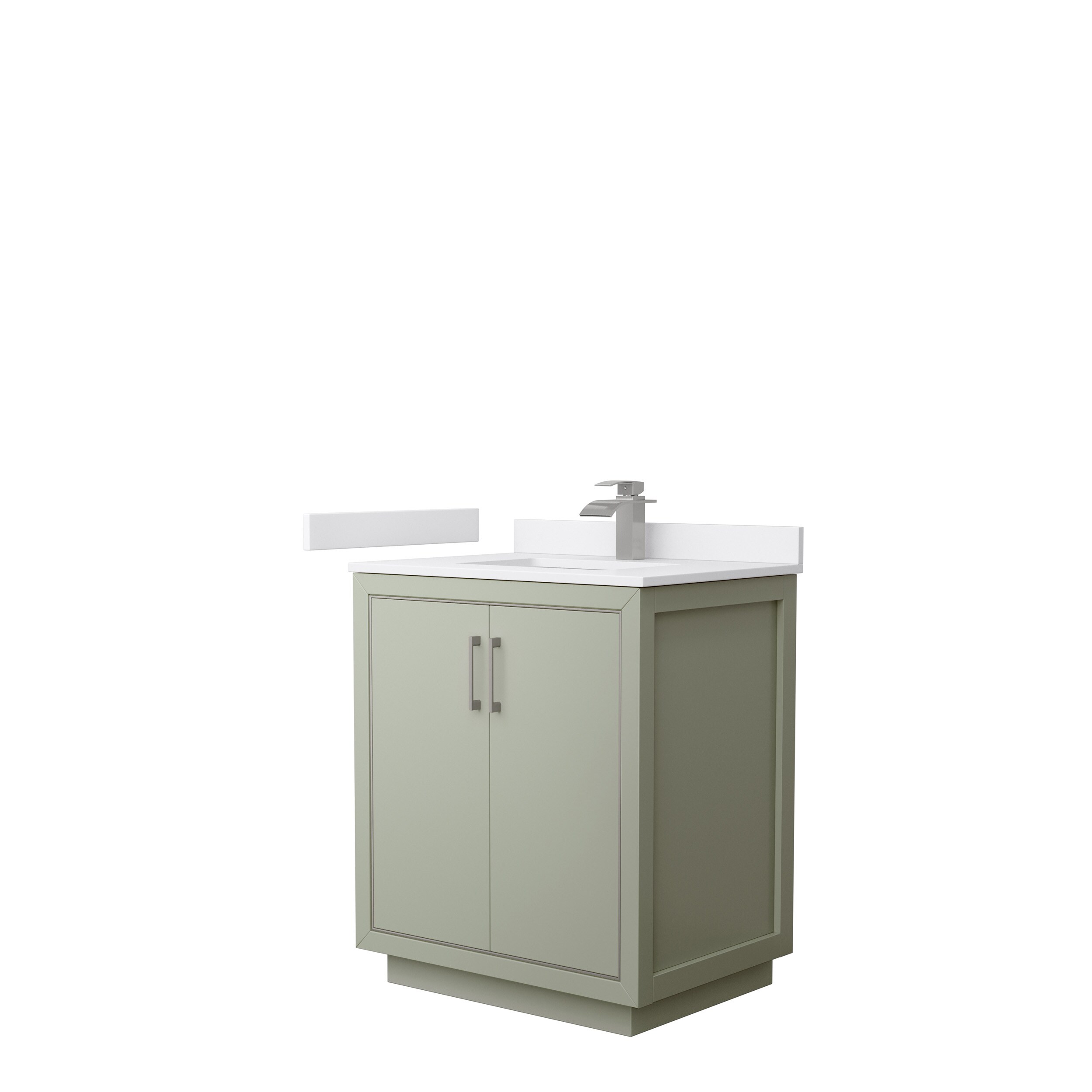 Wyndham Collection WCF111130SLGWCUNSMXX Icon 30-in Light Green with Brushed Nickel Trim Undermount Single Sink Bathroom Vanity with White Cultured Marble Top