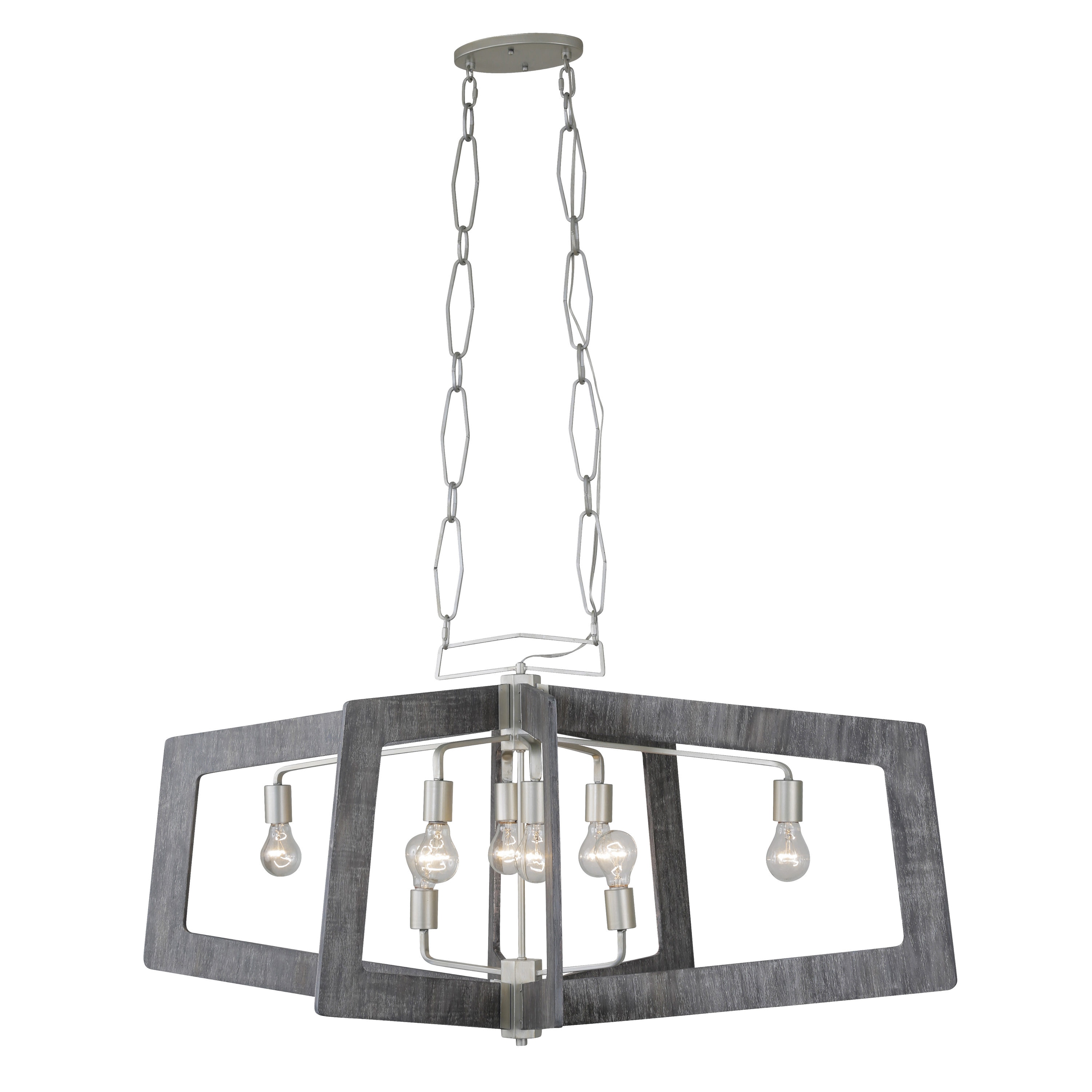 Varaluz 268N08SOG Lofty 8 -Light Silverado Farmhouse Geometric Large Hanging Pendant light