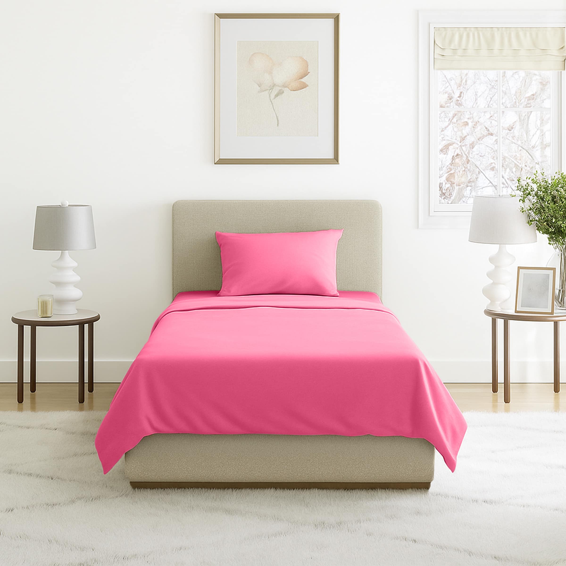 Hastings Home 731392VYG Twin extra long 90 -Thread Count Microfiber Pink 3 -Piece Bed Sheet Set