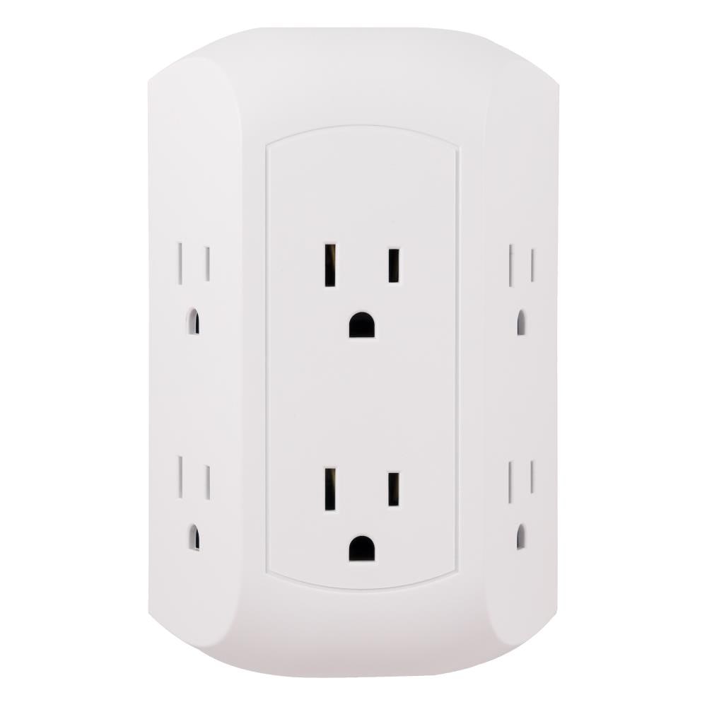 Set of 4 Multi Plug Outlet Wall Mount Power Strip with 6 Outlet Tap Grounded 