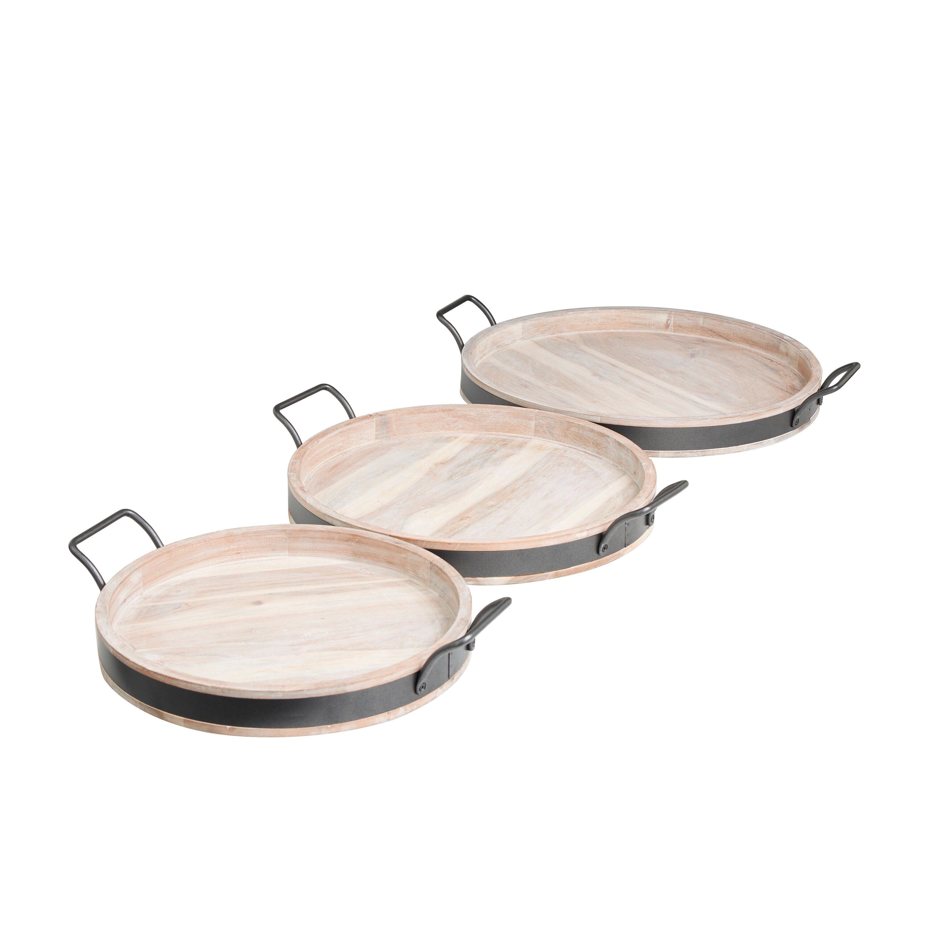 Grayson Lane 3-Pack Off-white Wood Modern Decorative Tray in the ...