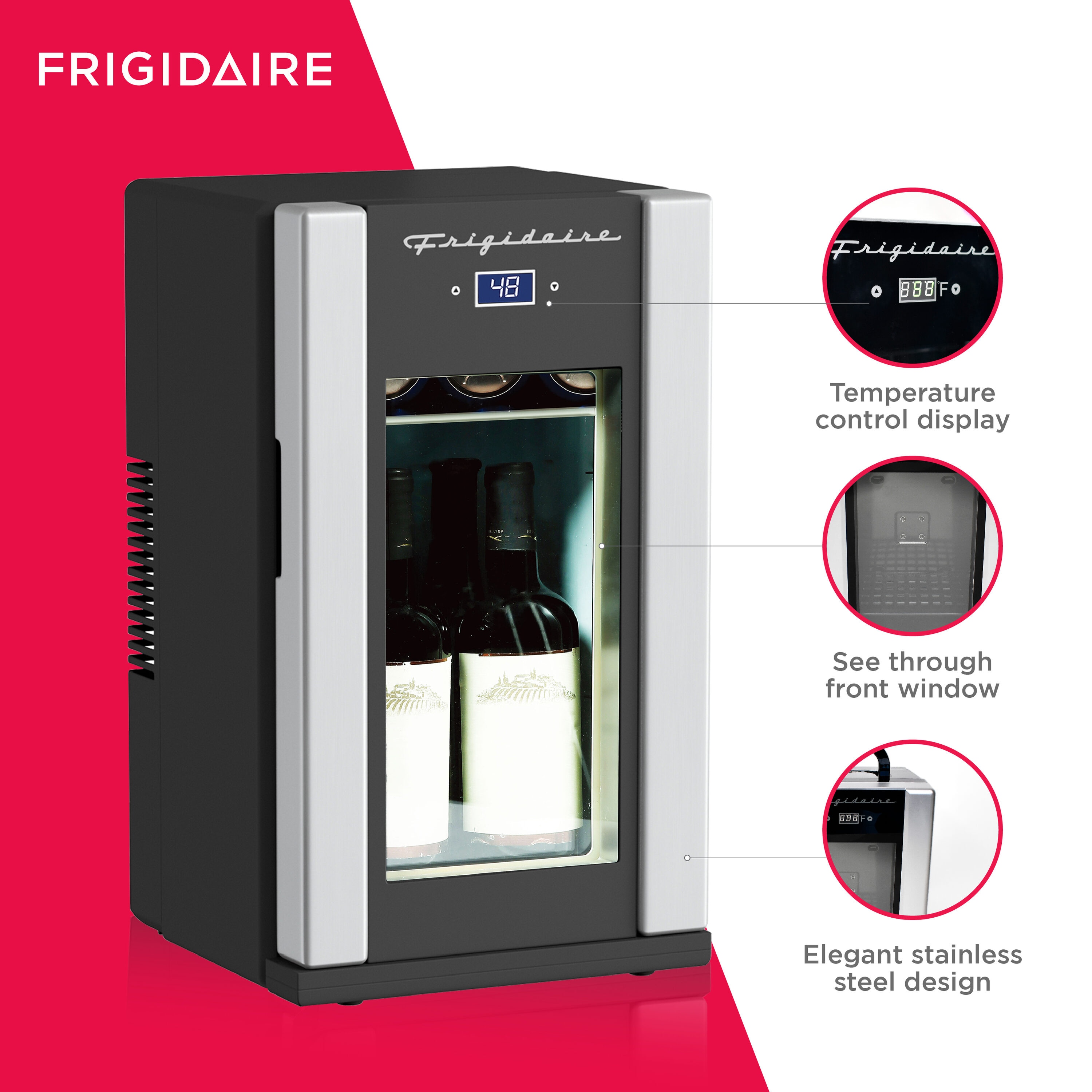 Compact Stainless Steel Mini Beverage Fridge with Glass Door