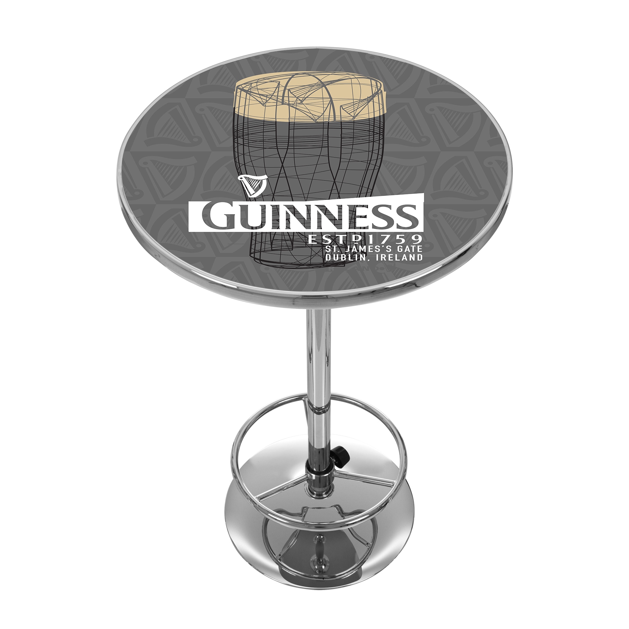 Trademark Gameroom GN2000-LN Pub Tables Chrome Round Traditional Bar Table, Composite with Metal Pedestal Base 27.375-in L x 42-in H