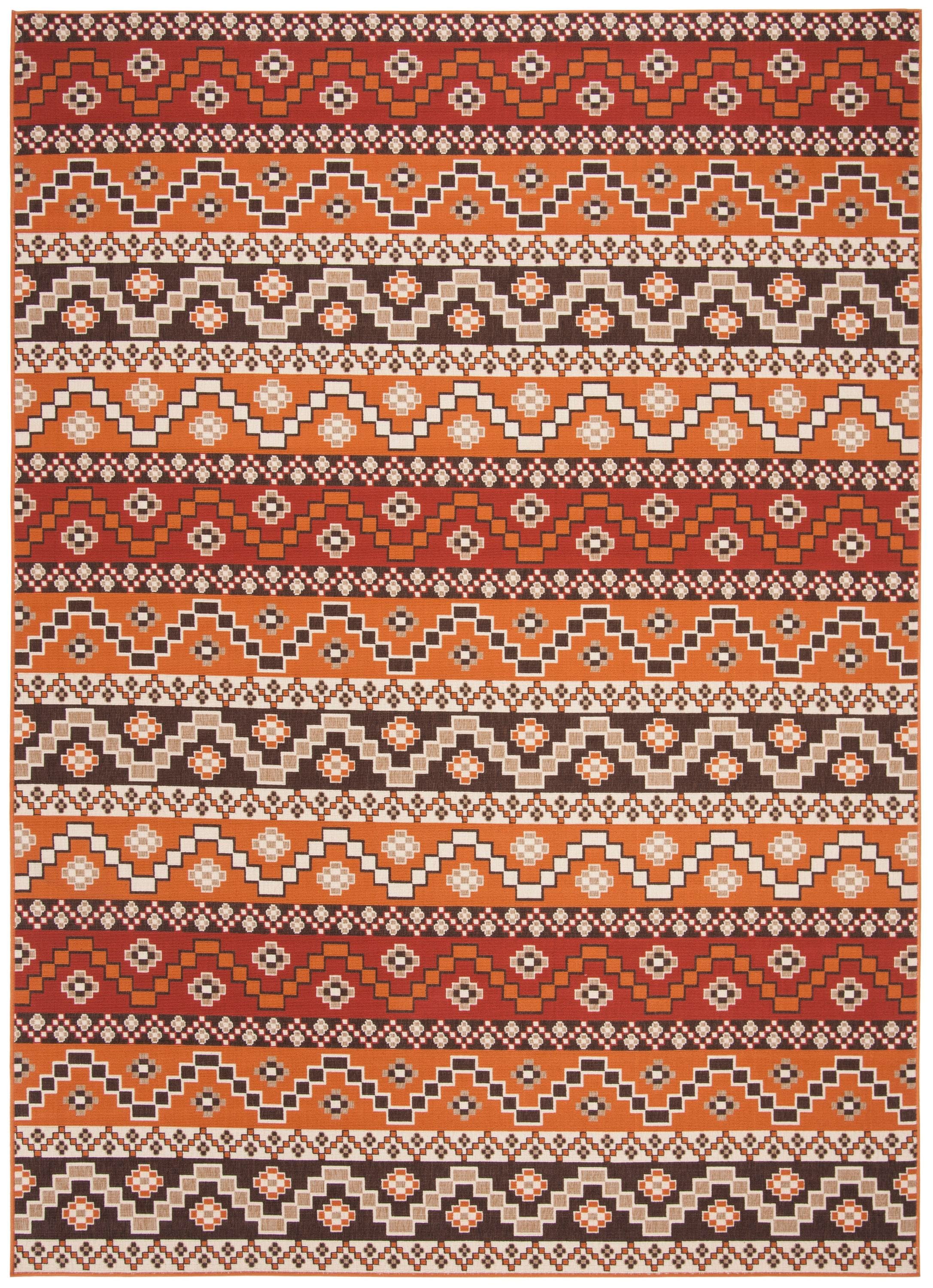 Safavieh VER095-0332-8 Veranda Rudy 8 x 11 (ft) Loomed Synthetic Red/Chocolate Rectangular Indoor/Outdoor Abstract Coastal Area rug