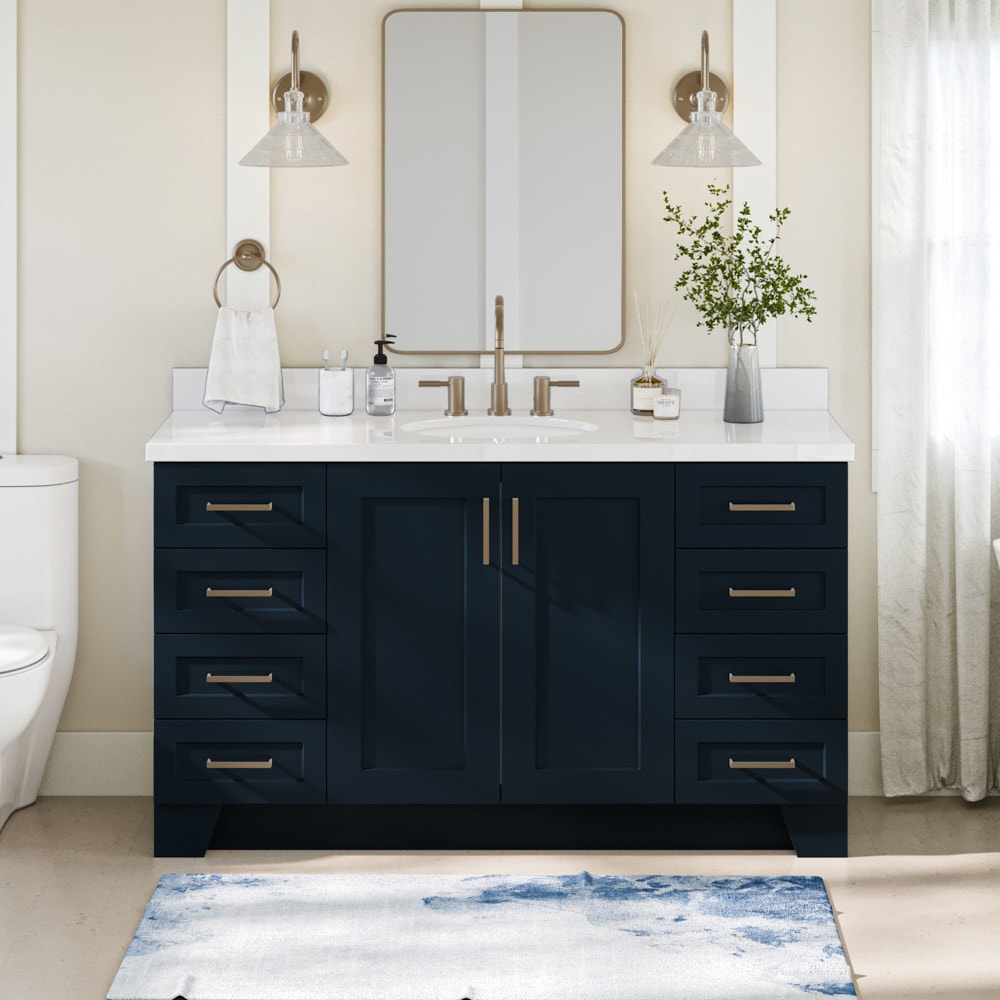 bathroom vanities > Vanities > 61 in. Double Sink  Vanity in Blue Finish and White Quartz and Oval Sink