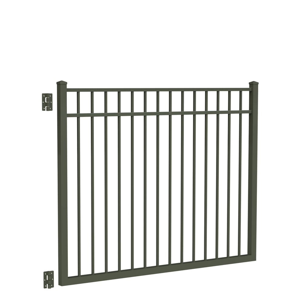 Freedom New Haven 4 12 Ft H X 6 Ft W Pewter Aluminum Spaced Picket Flat Top Decorative Fence 3541