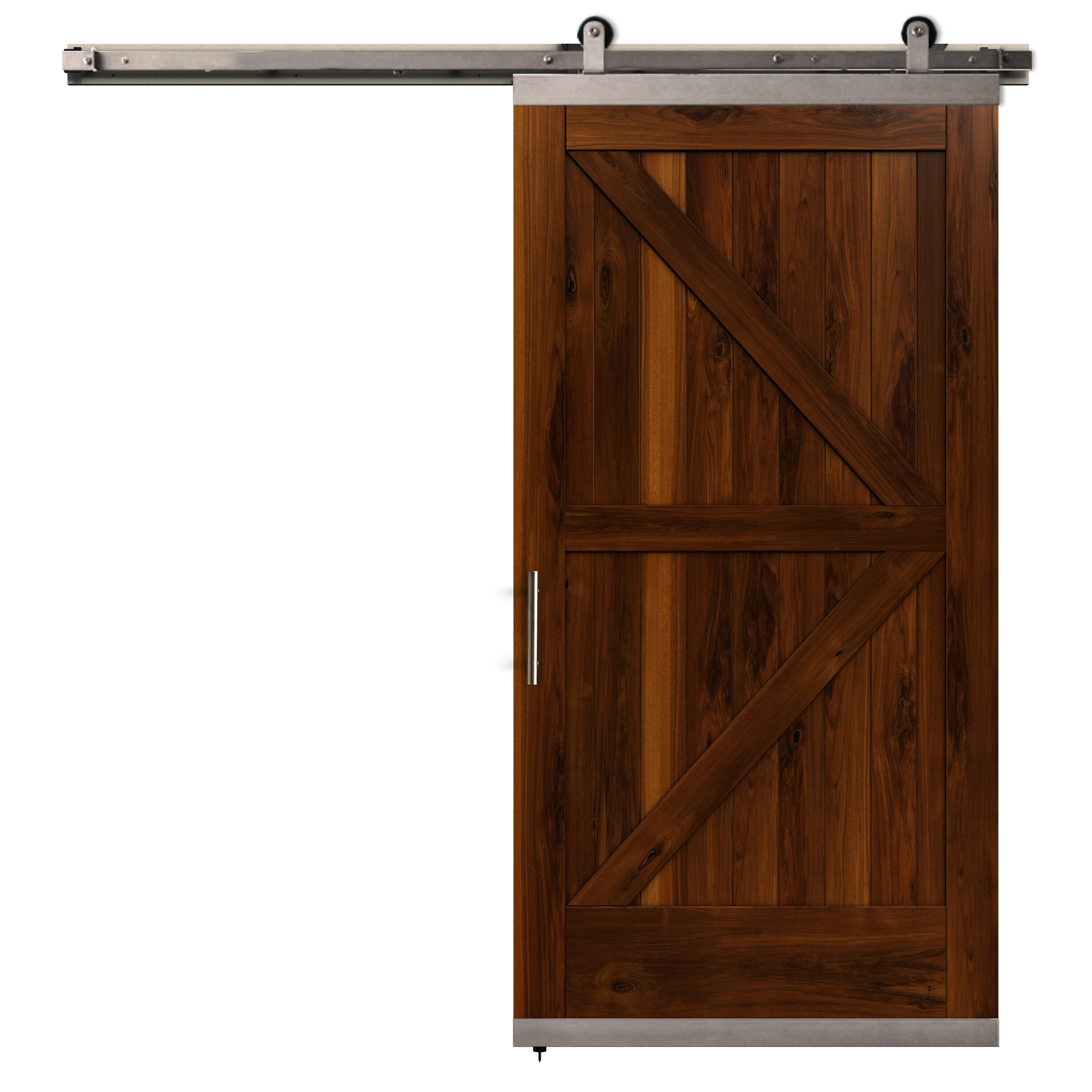 JELD-WEN LOWOLJW248700156 42-in x 96-in Khaki K-frame Walnut Wood Solid core Single Barn Door (Hardware Included)