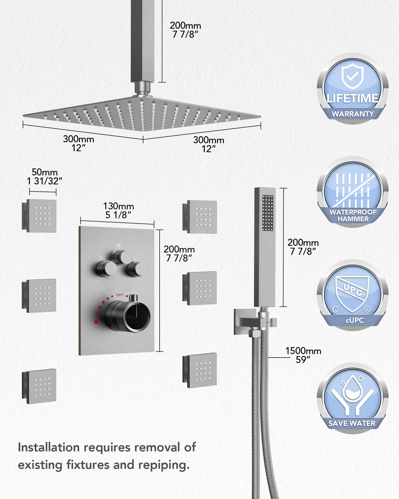 EVERSTEIN SFS1006-NK12 Tub-Shower-Faucets - View #11