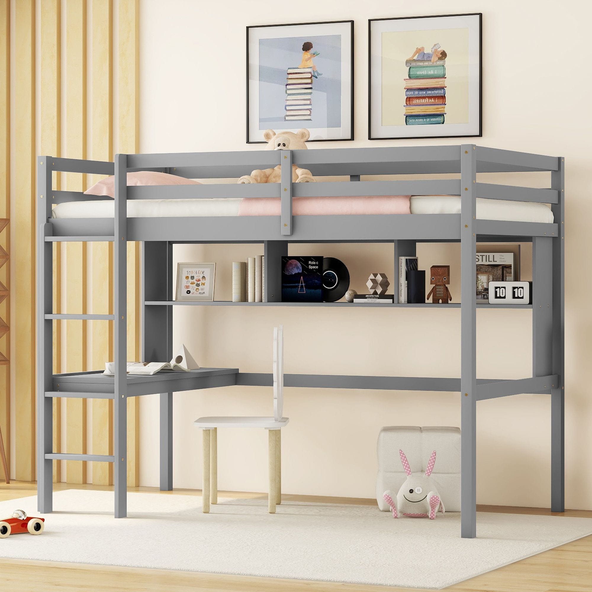 Yiekholo LL-1962AAE Gray Twin loft Bunk Bed