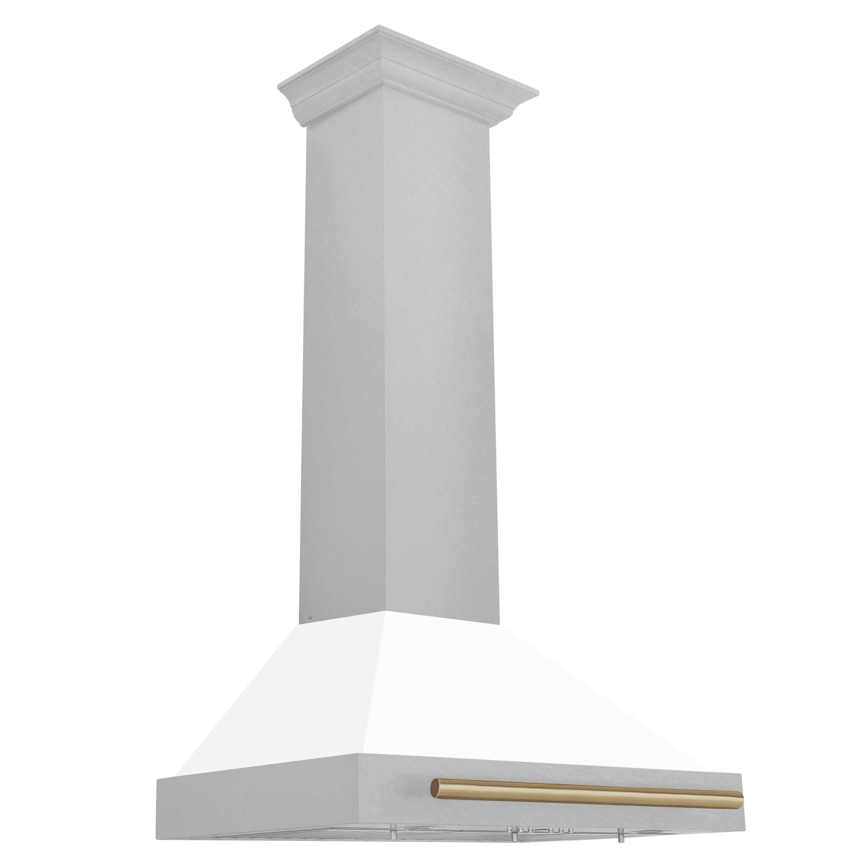 30'' White Matte and Champagne Bronze Wall Mount Range Hood