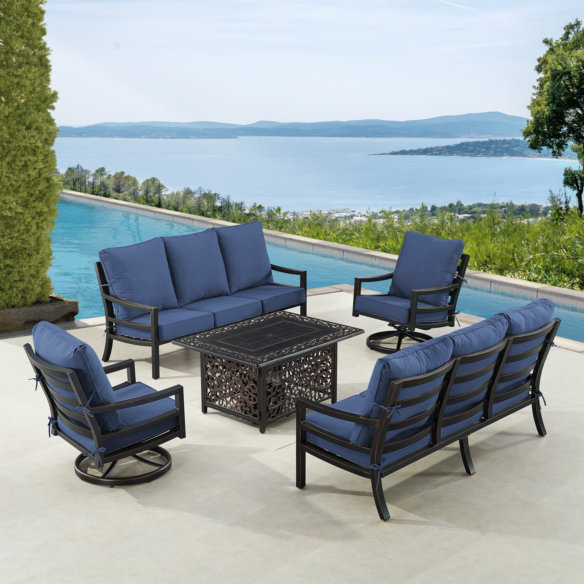 Oakland Living HUDSON2SF2CHCABOSBLC Patio-Conversation-Sets - View #3