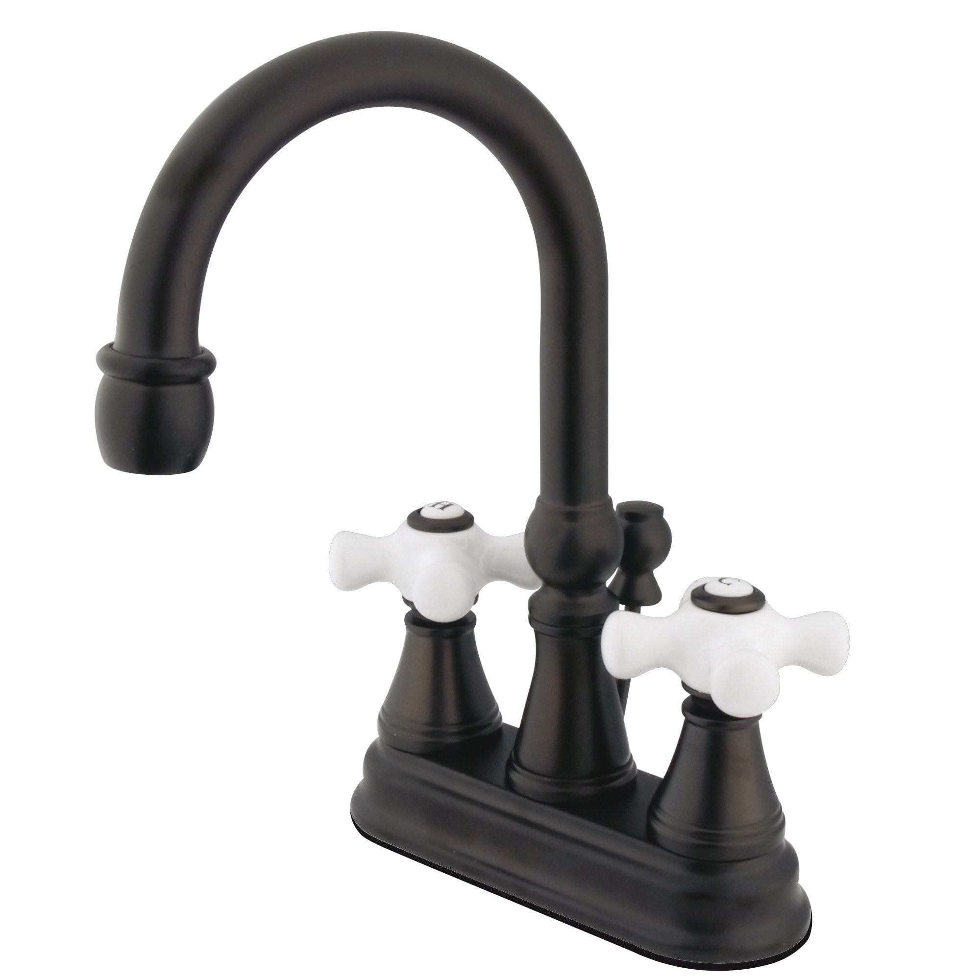Elements of Design ES2615PX Oil-rubbed bronze 4-in centerset 2-handle High-arc Residential Handle Bathroom Sink Faucet with Drain