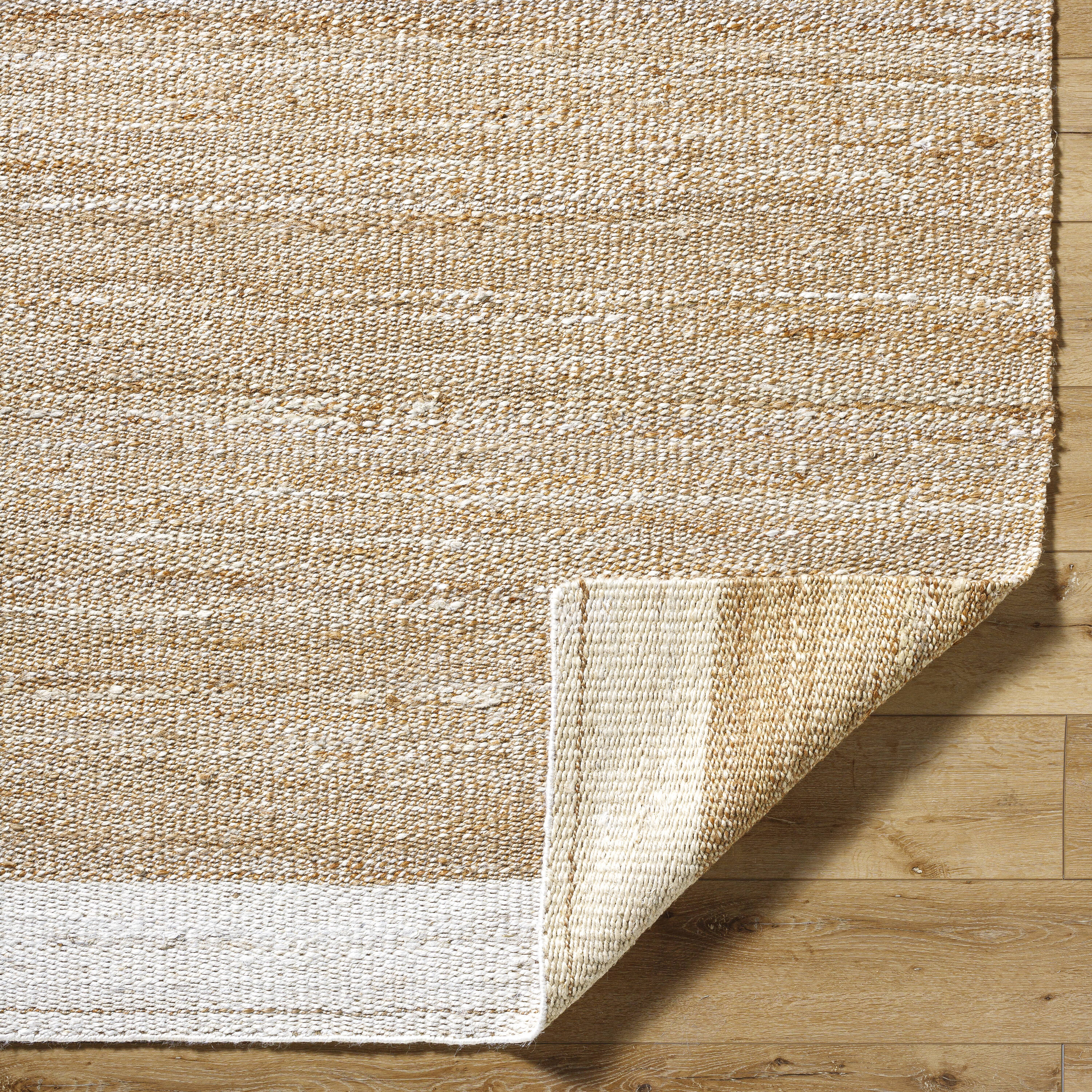 Kamey 9' x 12' Beige and White Flat Woven Synthetic Rug