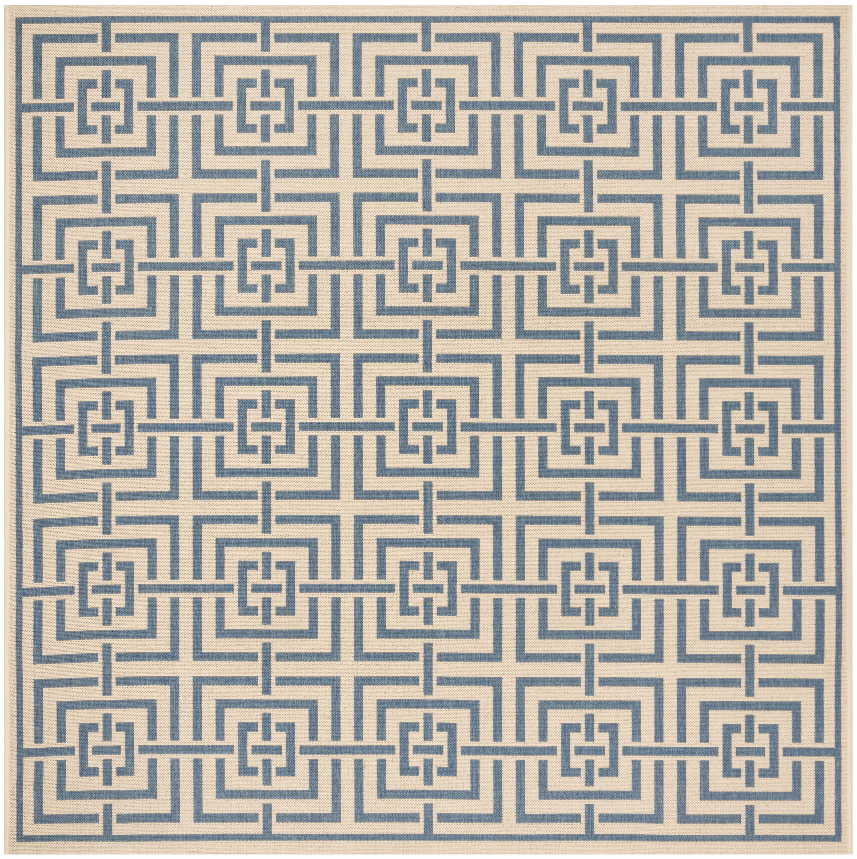 Safavieh LND128N-6SQ Linden Heather 7 x 7 (ft) Loomed Polypropylene Cream/Blue Square Indoor Abstract Bohemian/Eclectic Area rug
