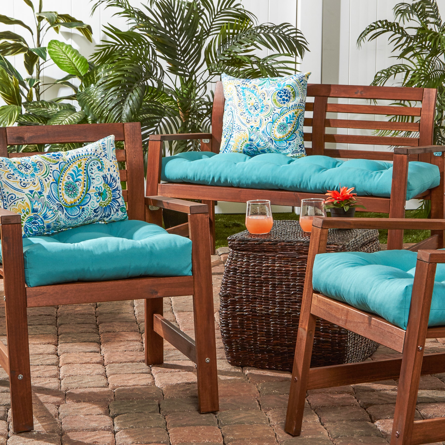Greendale Home Fashions 51 in. Outdoor Bench Cushion Marine Blue