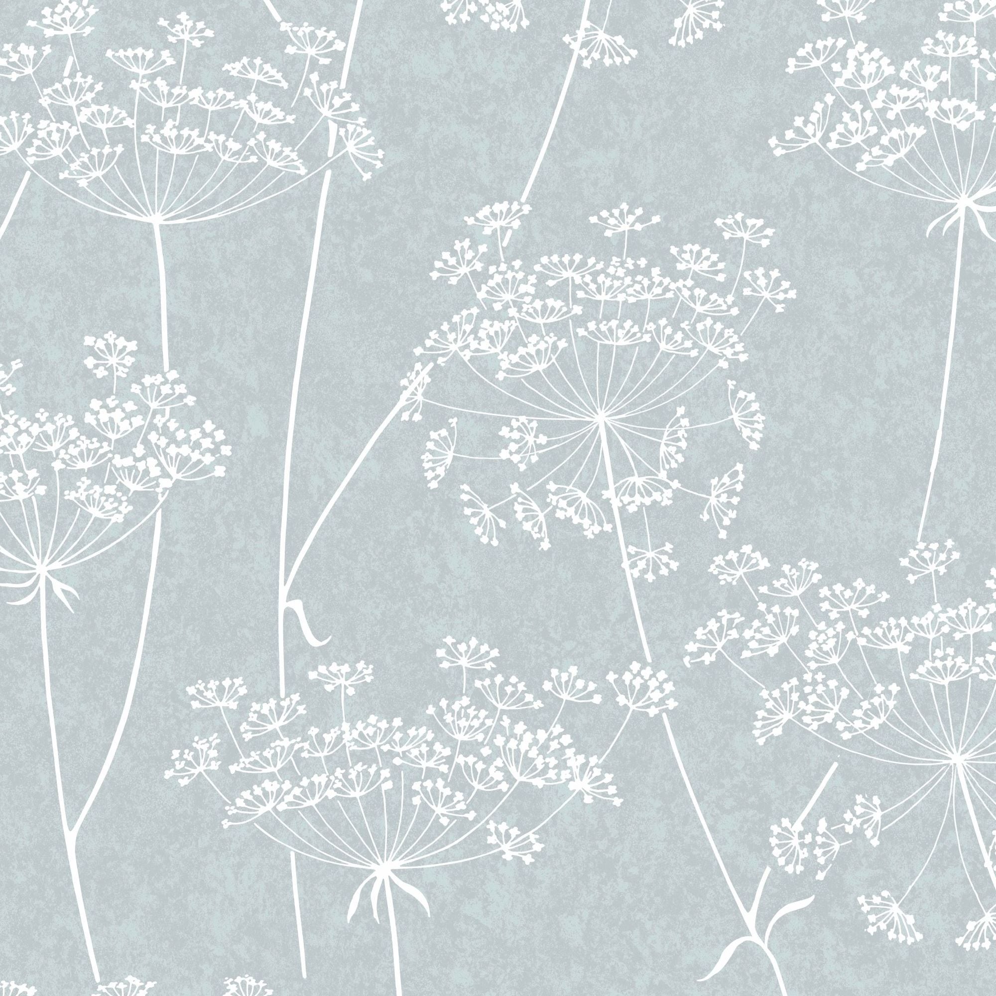 Graham & Brown 33-302 Innocence 56.0-Sq. Feet Blue Vinyl Textured Floral Unpasted Wallpaper