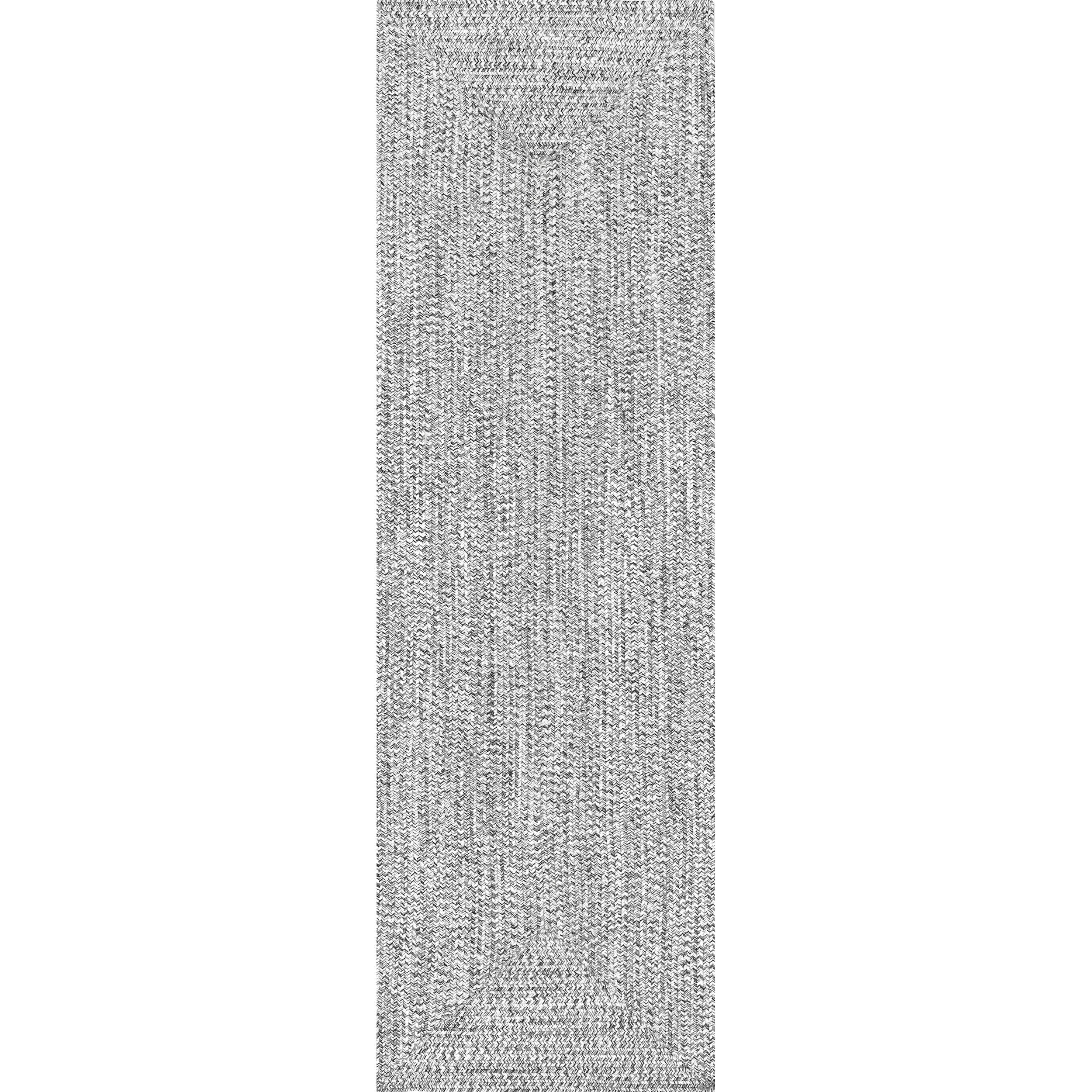 Salt and Pepper Braided 2'6" x 10' Synthetic Runner Rug