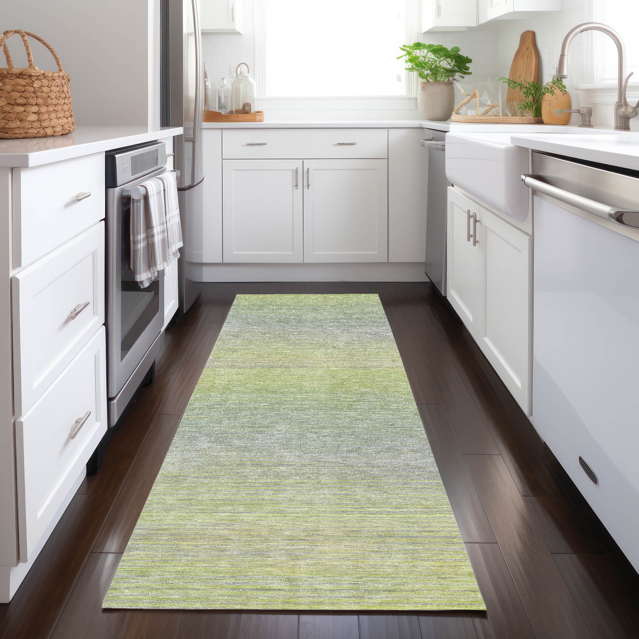 Addison Rugs ACN1291AL2X8 Chantille ACN1291AL 2 x 7 (ft) Polyester Aloe Rectangular Indoor/Outdoor Geometric Machine washable Runner rug