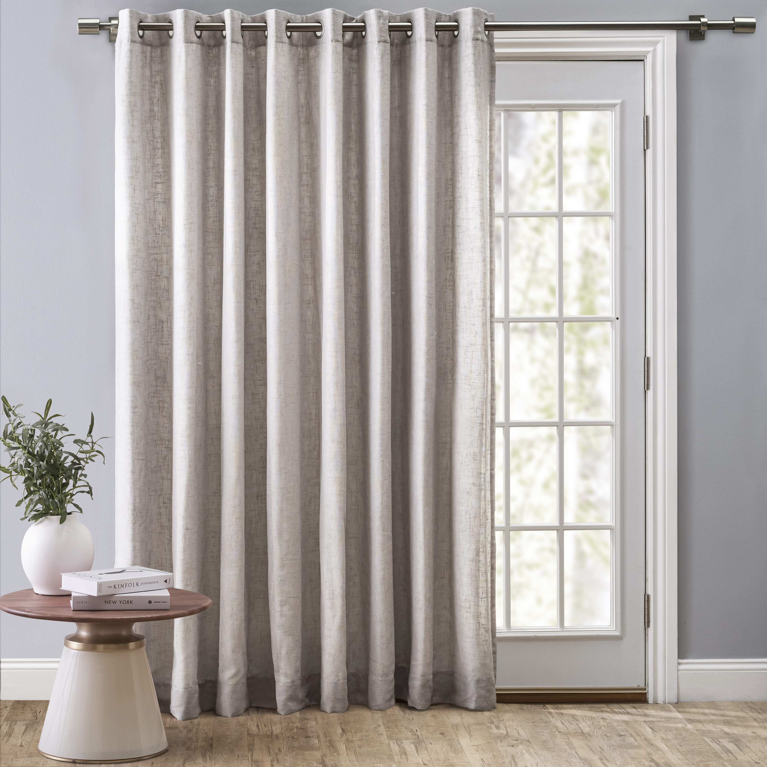 Ricardo Trading 04600-79-484-10 84-Inches Grey Light filtering Standard lined Grommet Single curtain panel
