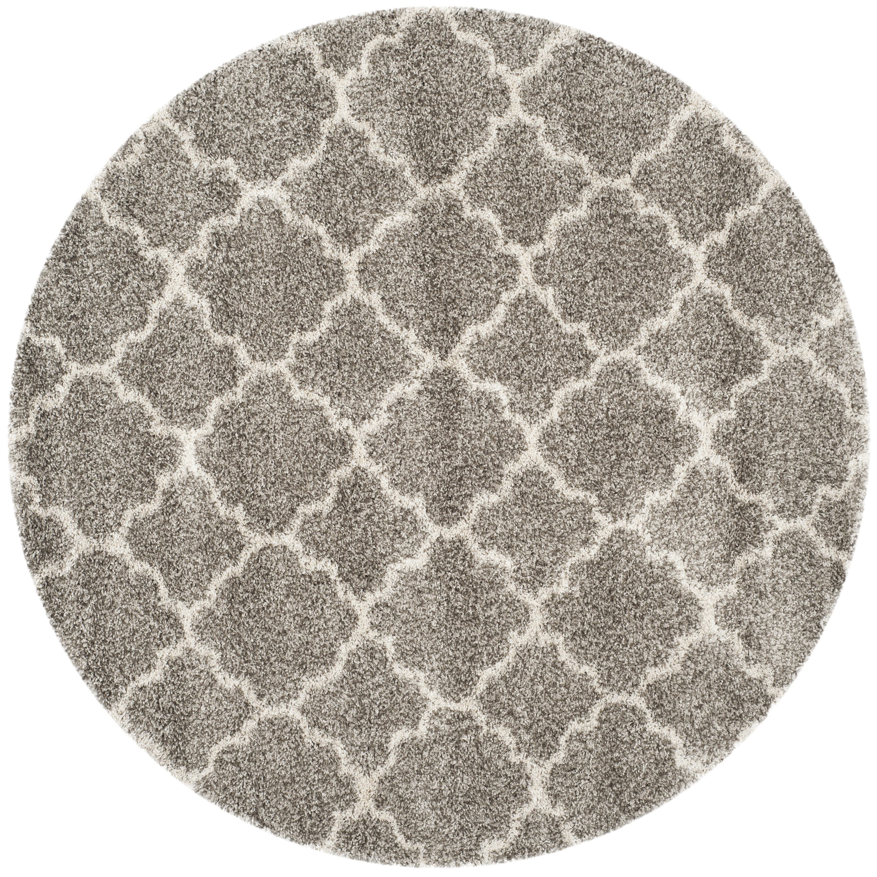 Safavieh SGH282B-7R Hudson Theron Shag 7 x 7 (ft) Loomed Polypropylene Gray/Ivory Round Indoor Trellis Area rug