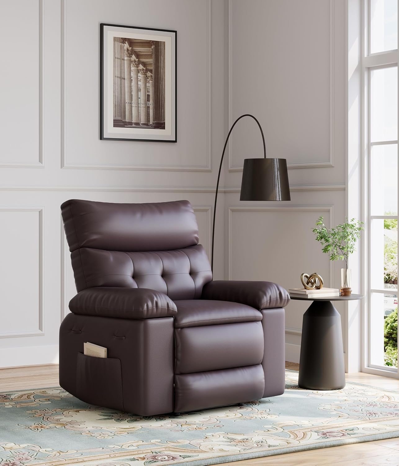 WhizMax PD-PHO-337WG3KG Oversized Recliner Chair - PU Leather Manual Recliner - 1.5X Sponge Filling Ultimate Comfort Lazy Chair for Relaxation