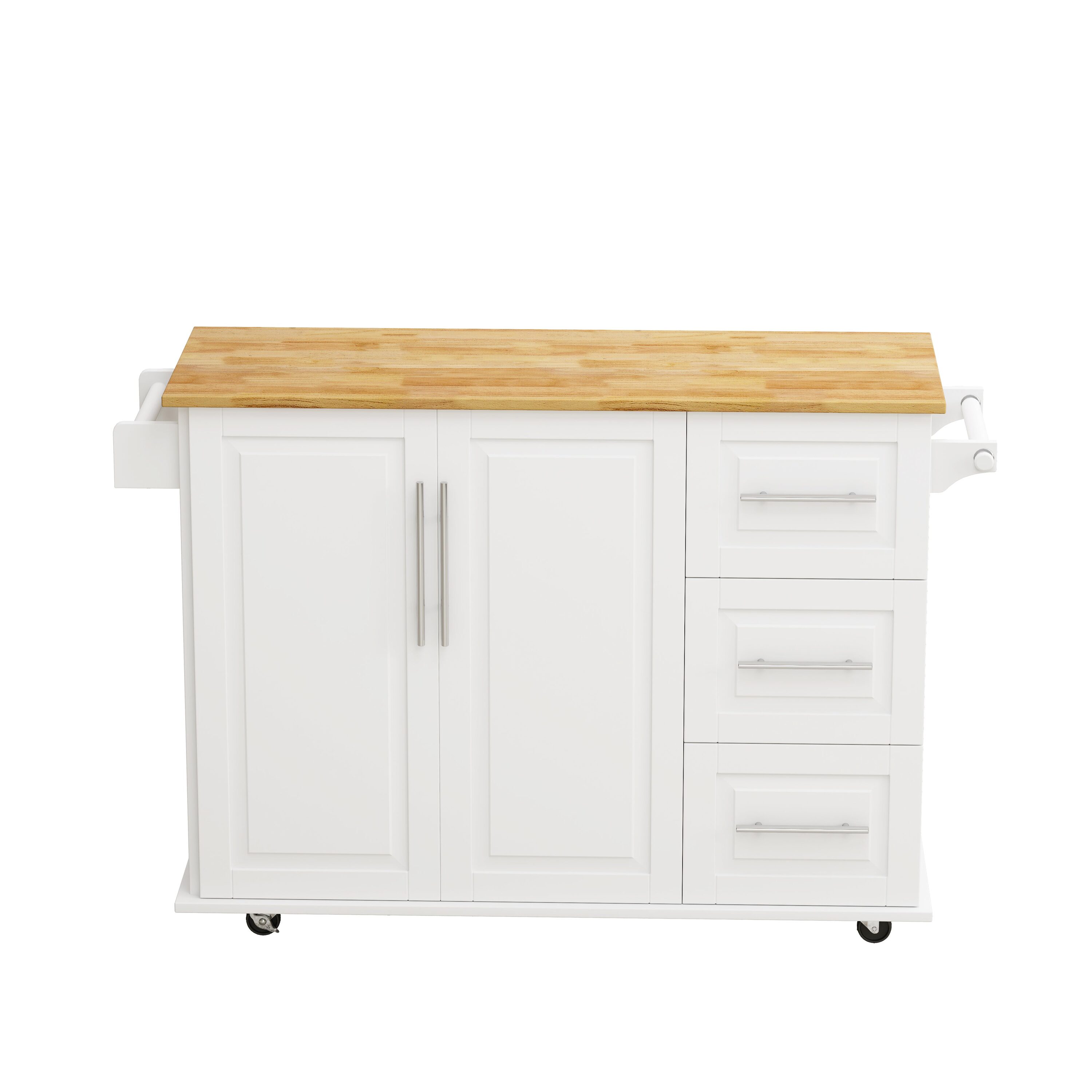 Boyel Living - Kitchen Island Cart with 2 Door Cabinet and Three Drawers 43.31 Inch Width with Sp...