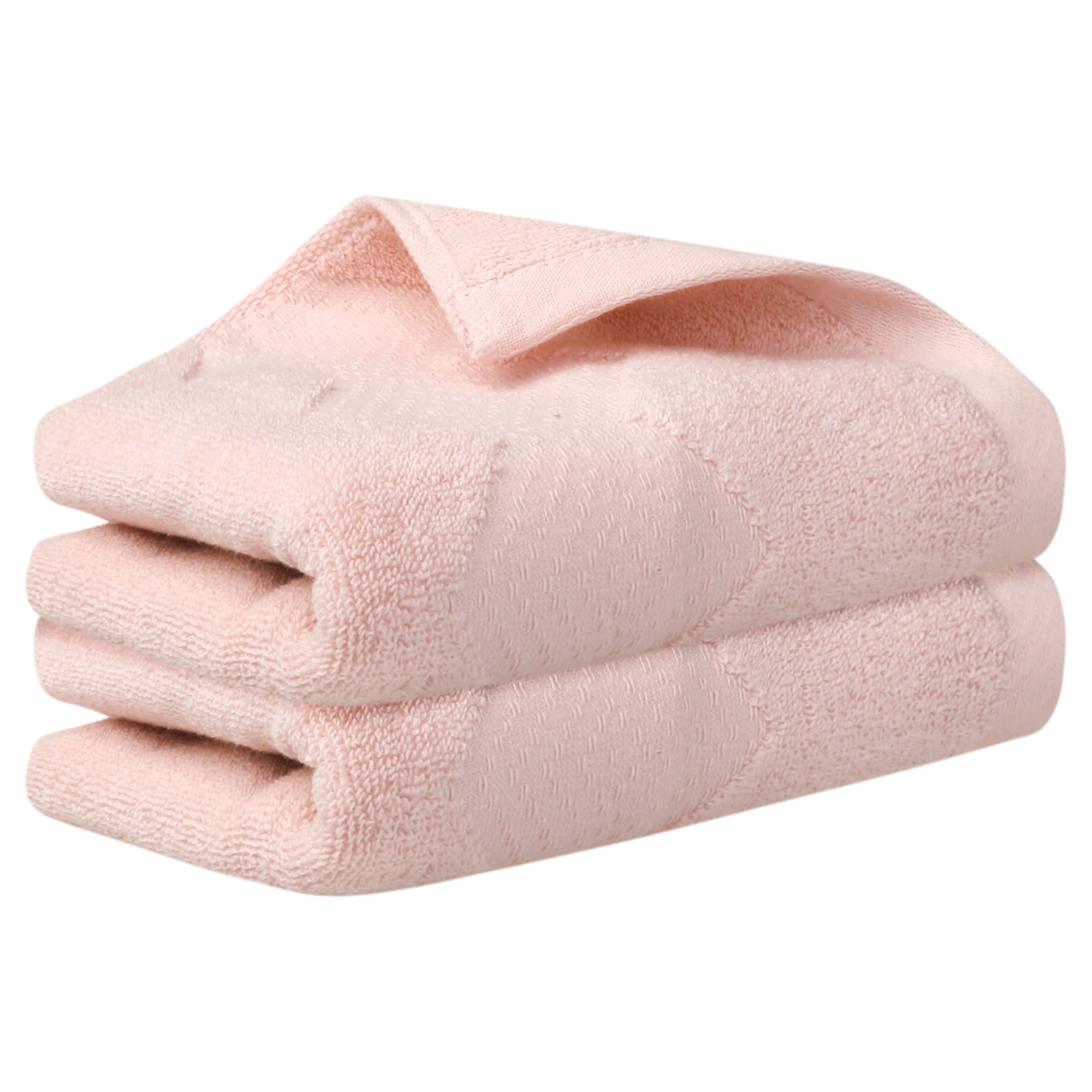 Unique Bargains Solid Cotton Hand Towels Set of 2 Soft and Highly Absorbent Towels for Bathroom Travel Camp 14Inch x 30Inch Pink