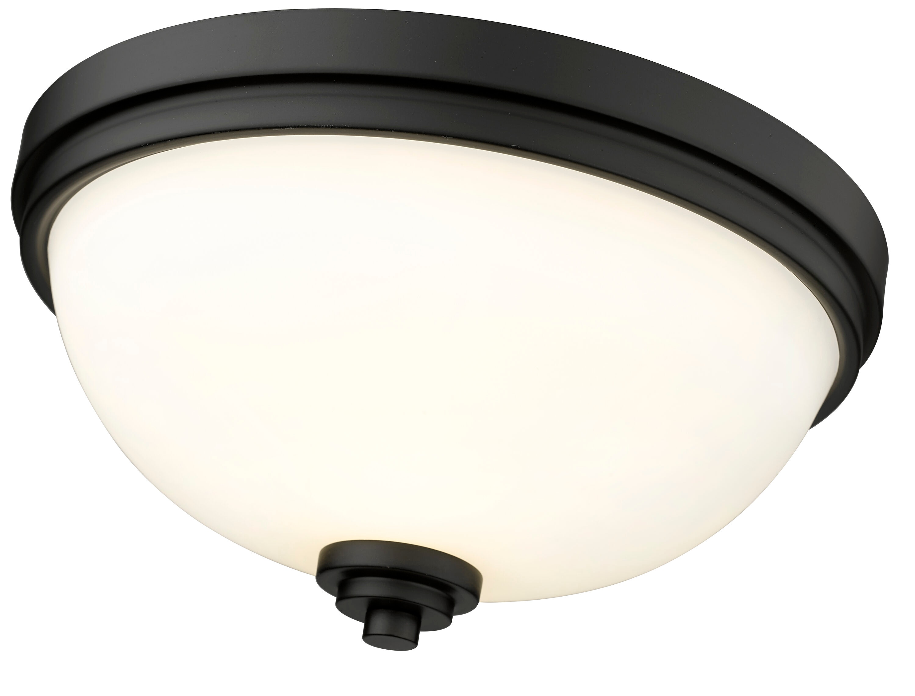 Ashton Matte Black 2-Light Flush Mount with Opal Glass Shade