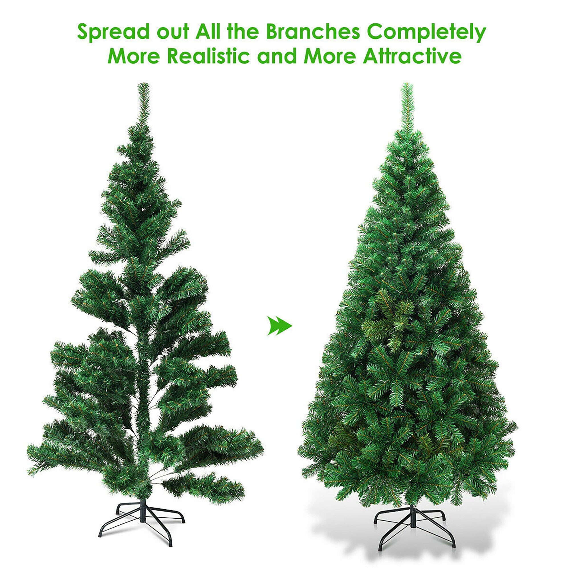Forclover 6-ft Green Artificial Christmas Tree - Full, PVC Branches ...