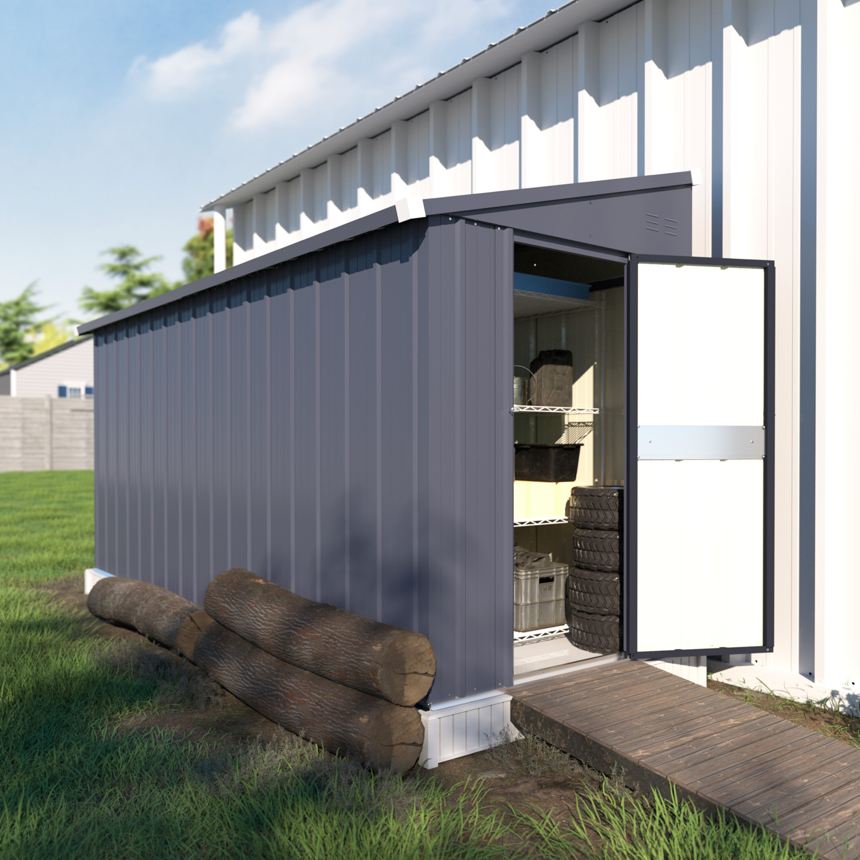 VEIKOUS PG0301-16-03 4-Feet x 10-Feet Storage Shed Galvanized steel Storage Shed