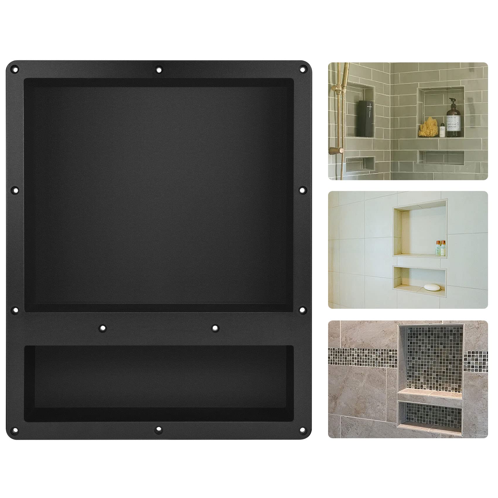 Yichuhaoxi Shower Niche Double Shelf Sixteen Inch Width by Twenty Inch Height by Four Inch Depth Recessed Shower Niche Ready for Tile #LYI0817B321