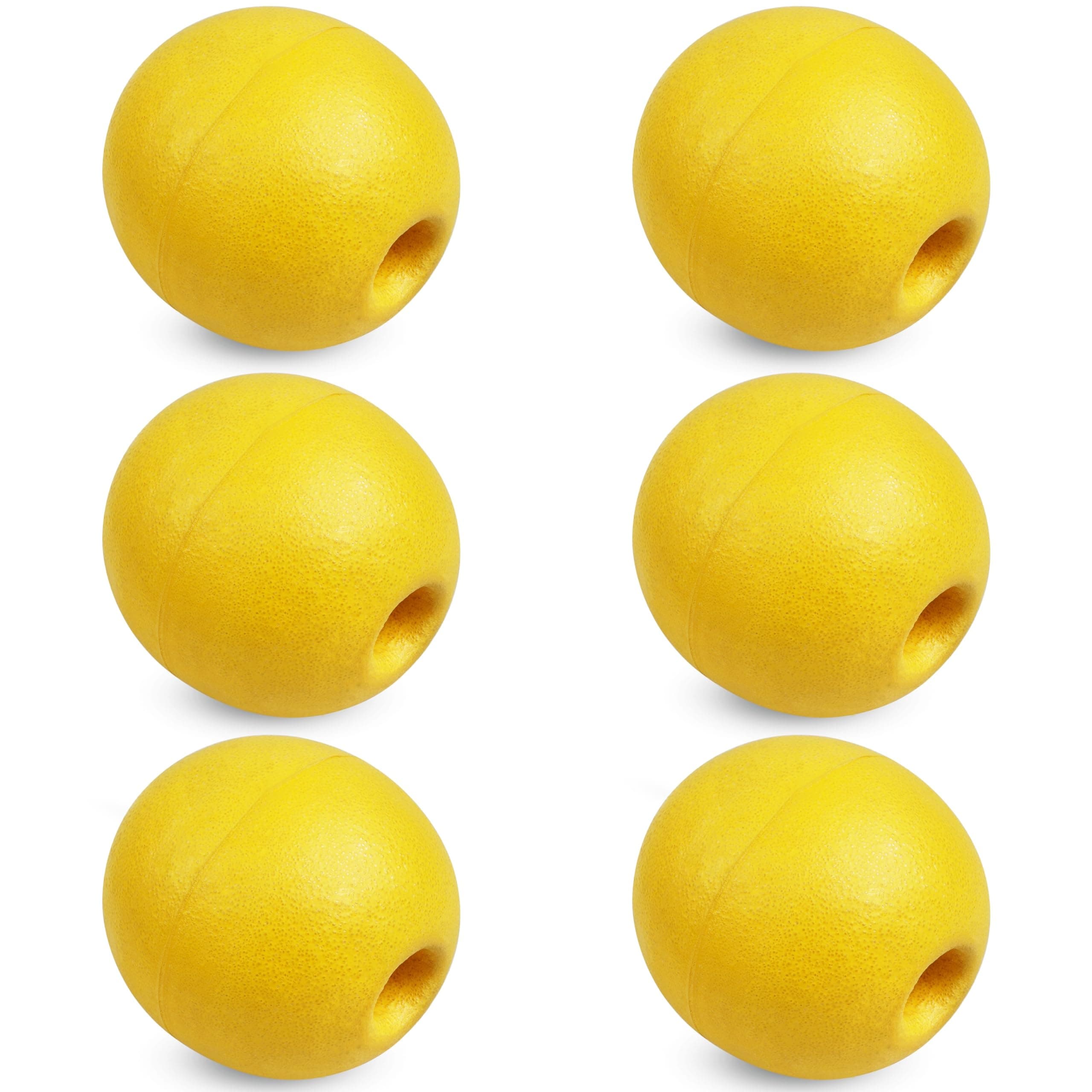 Etokfoks  6 pack yellow oval rope floats marine buoy marker floats 3 94 x 3 94 inch dense foam with 0 98 inch center hole for lines