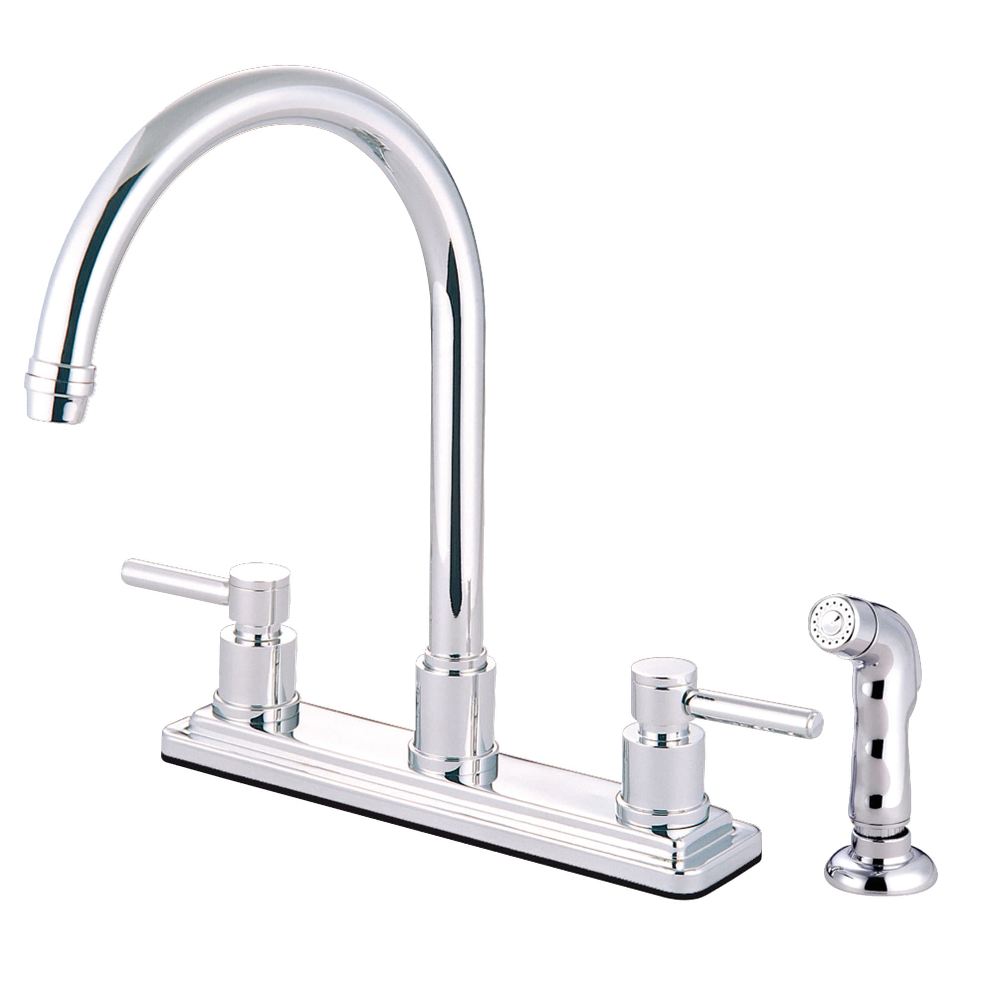 Kingston Brass WLKS8791DL Concord Chrome Double Handle Deck-mount Kitchen Faucet with Sprayer ( Side Sprayer Included )
