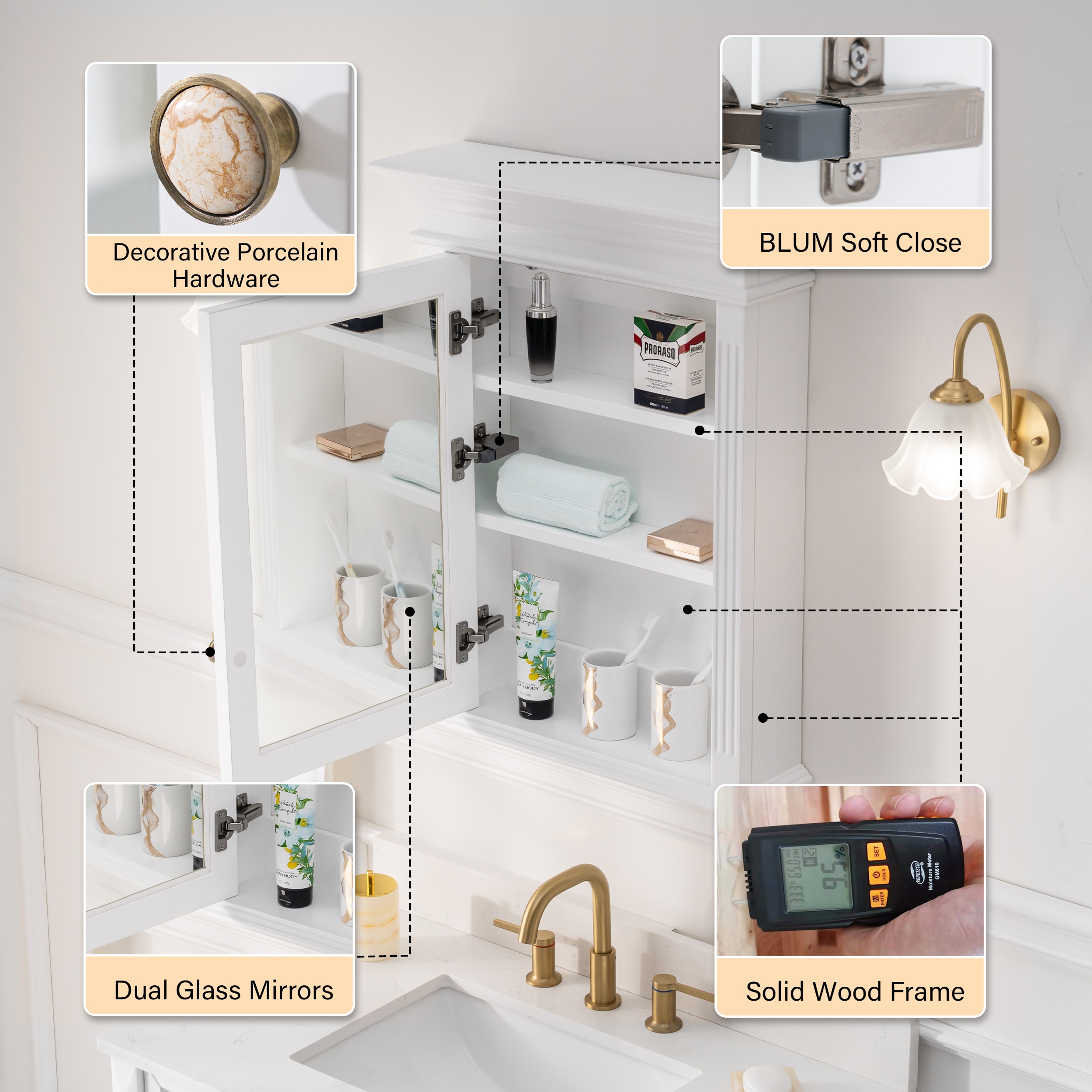 WELLFOR G2430MCL-WT Bathroom-Medicine-Cabinets - View #2