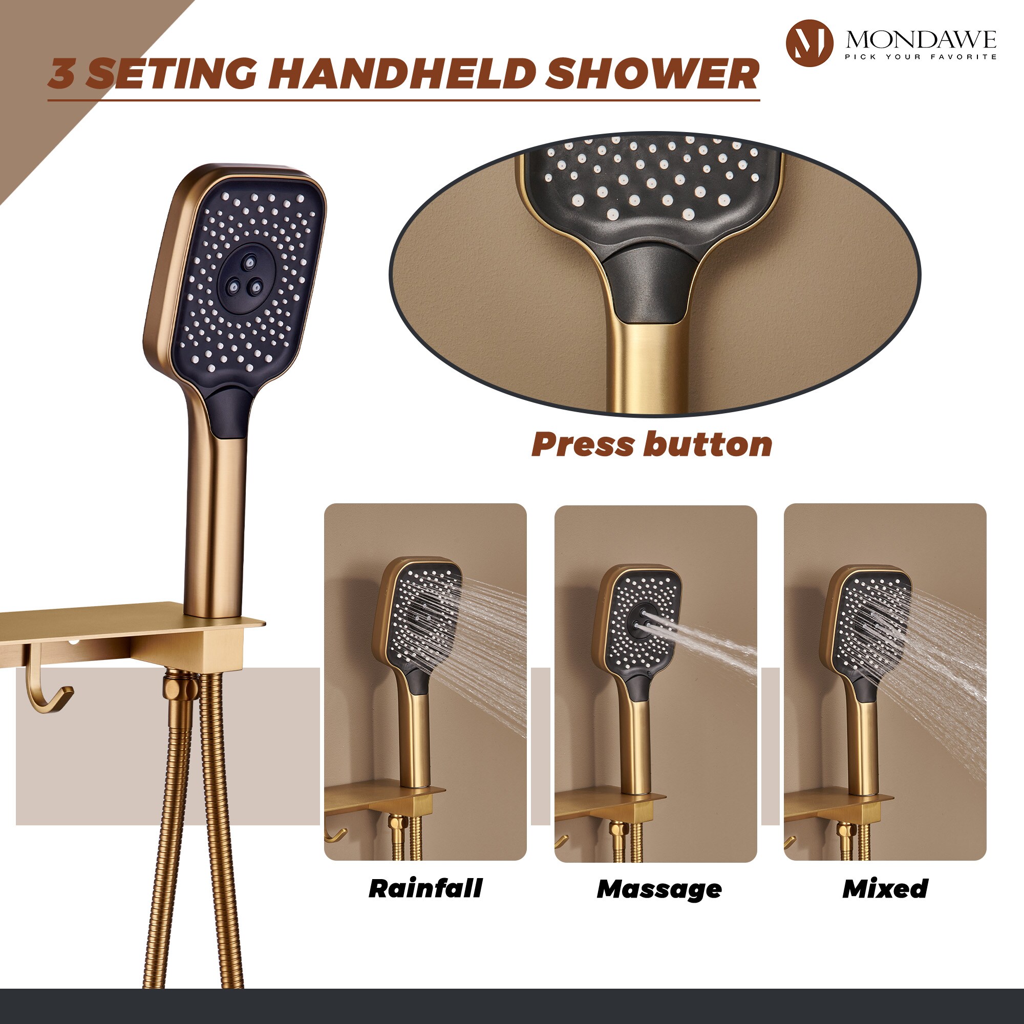 Mondawe MOSL041-16MB Showerhead-Bar-Panels - View #8