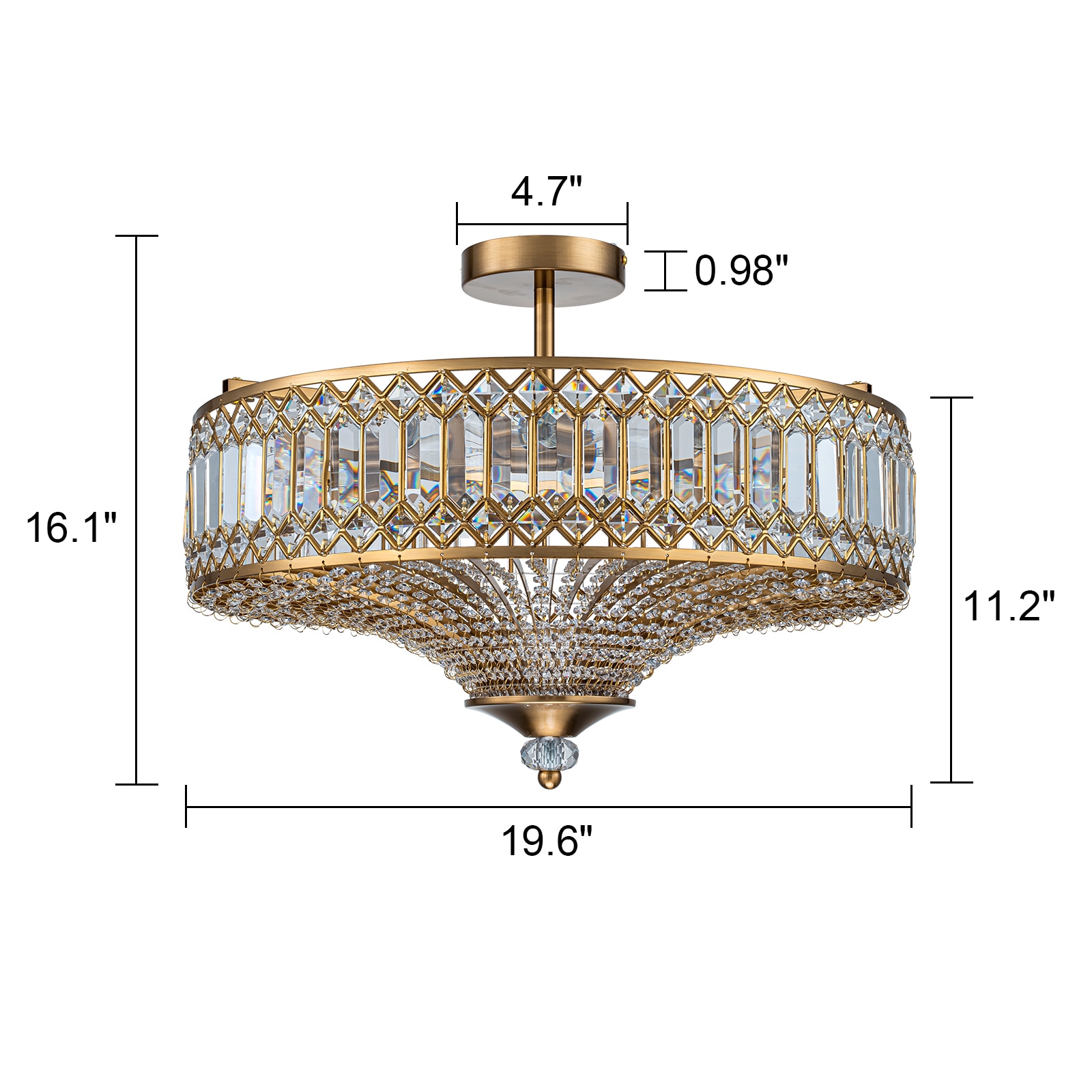 EDISLIVE 6-Light 19.6-in Gold Led, Semi mount light in the Flush Mount ...