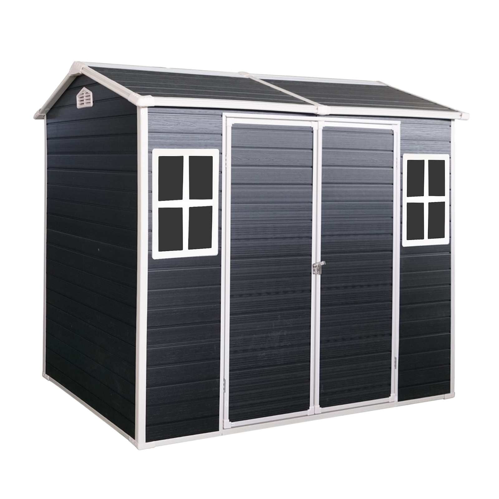 Mondawe MD-TP16AAL 8-ft x 4-ft Black Gable Resin Storage Shed (Floor Included)