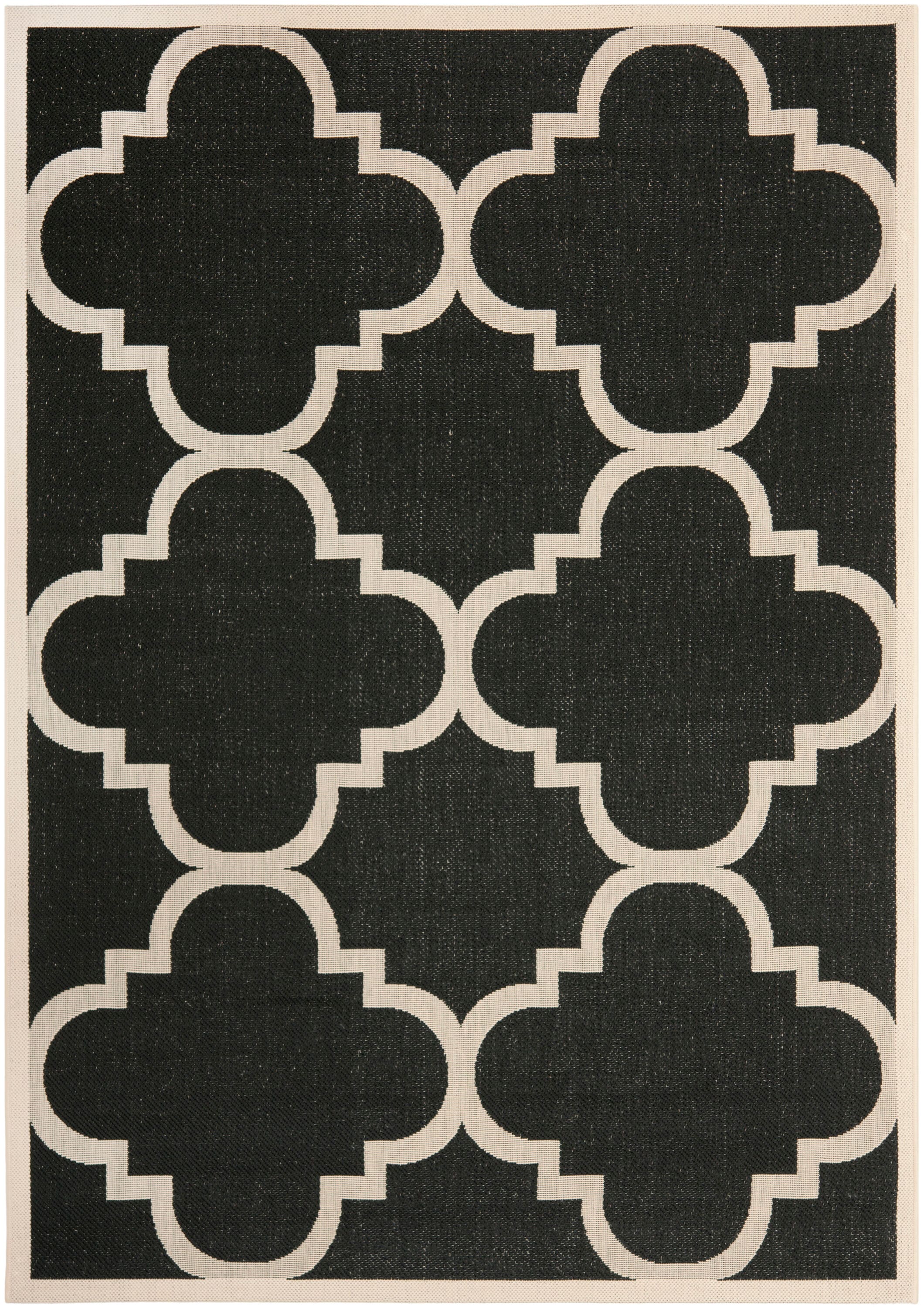 Safavieh Courtyard 5'3" x 7'7" Black/Beige Flat Woven Reversible Area Rug
