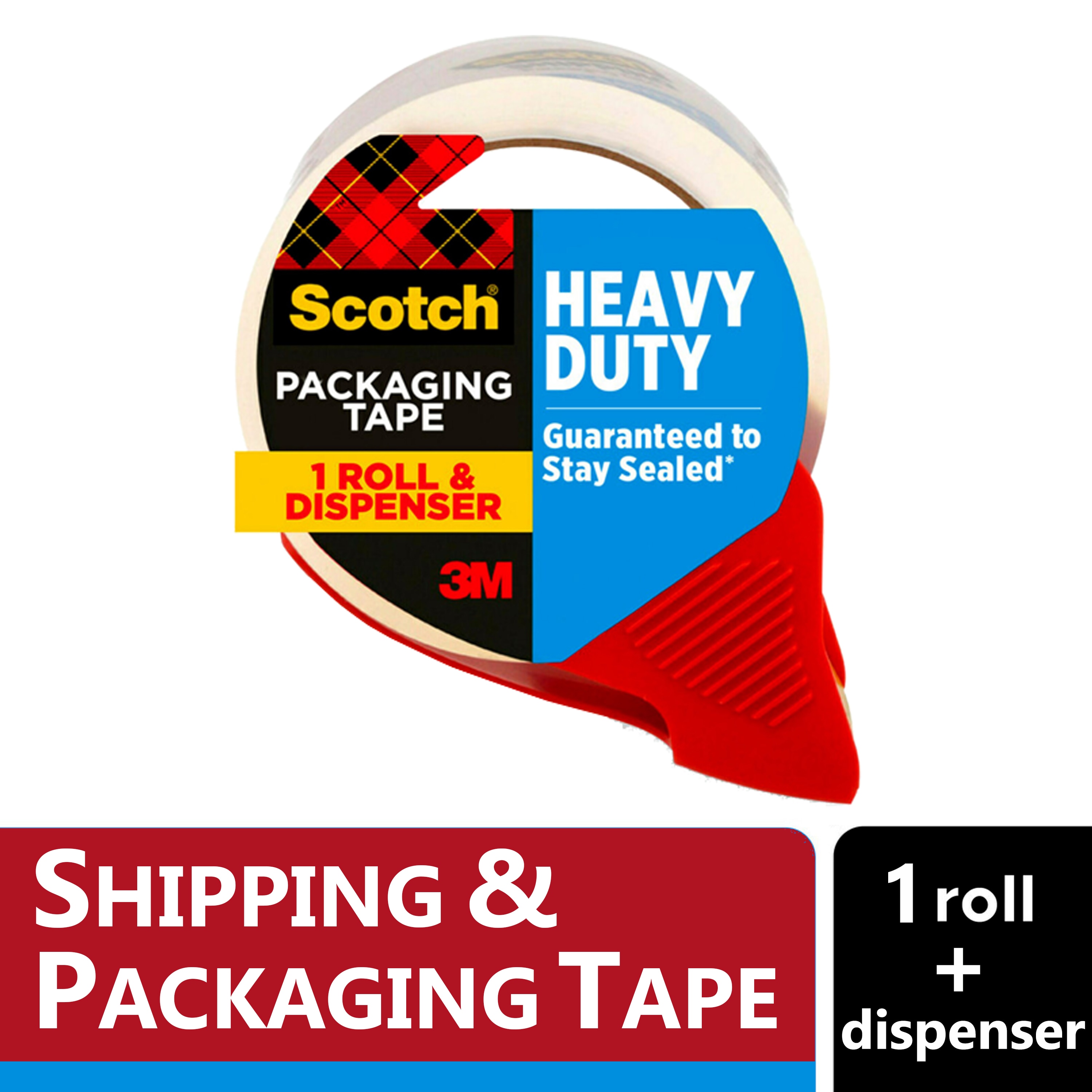Scotch 1 -Pack 1.88-in x 38.2-yd Heavy Duty Packaging tape Dispenser Included #3850-RD-6WC
