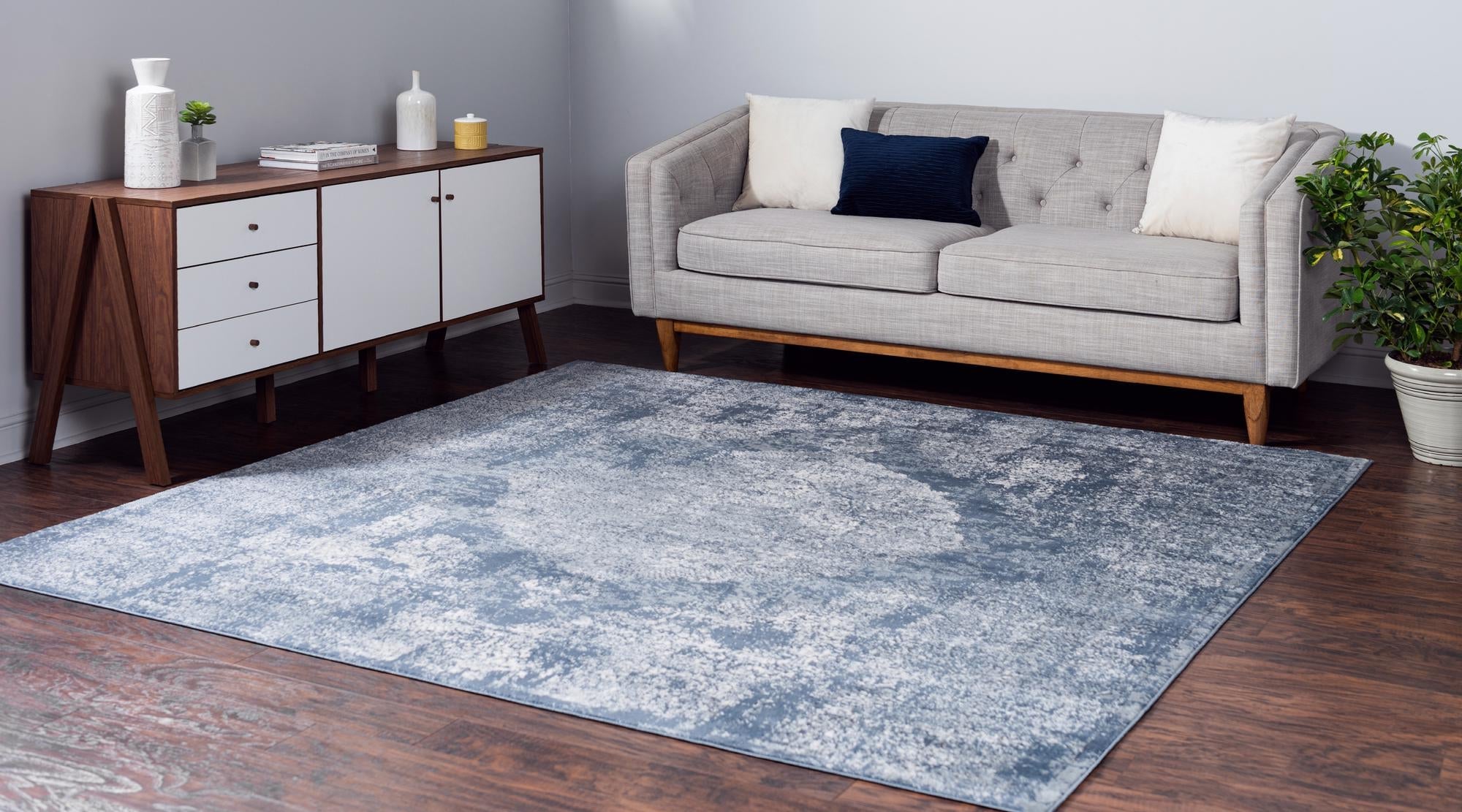 Unique Loom 3147350 Portland 4 x 4 (ft) Loomed Polypropylene Blue Square Indoor Medallion Area rug